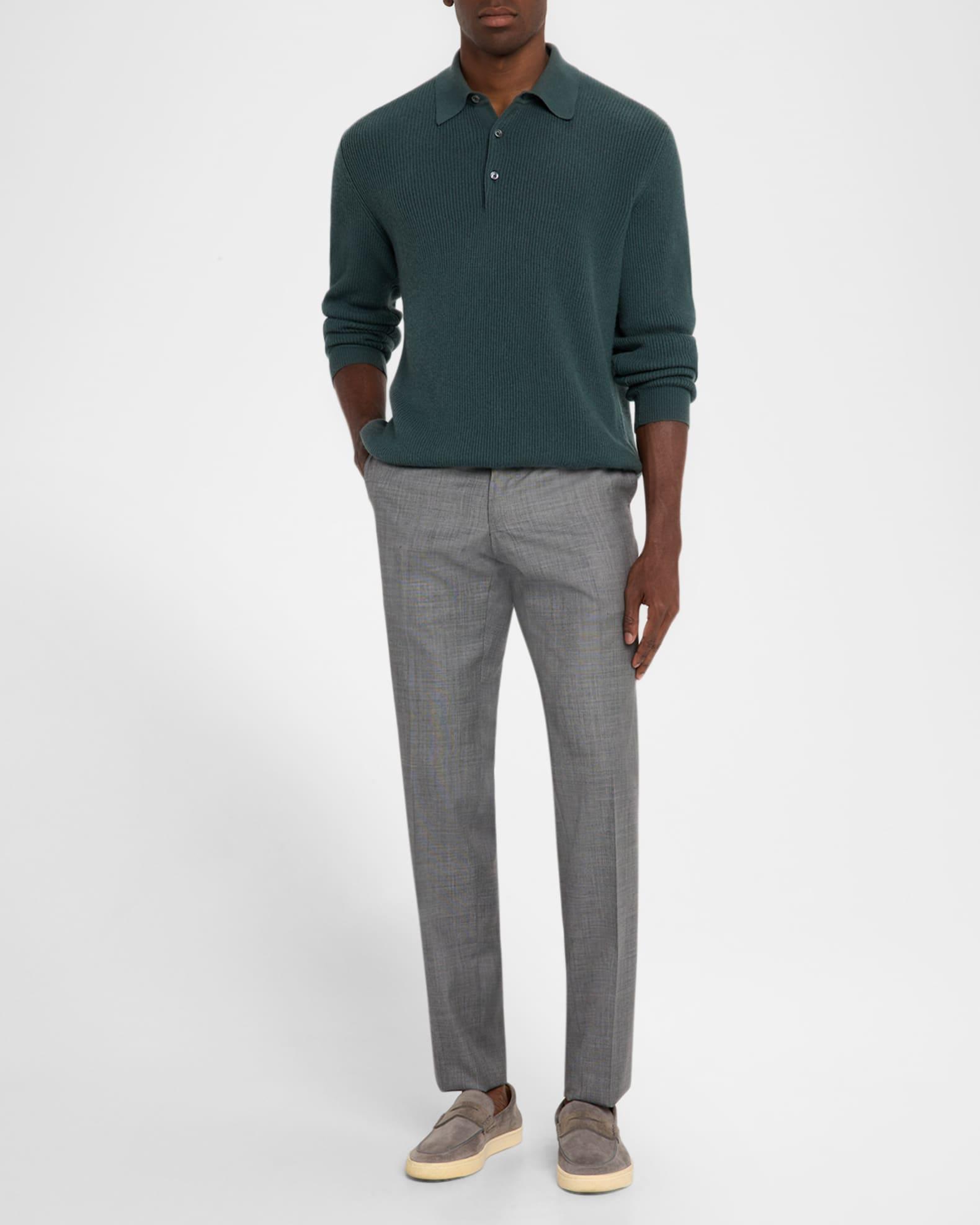 Men's Wool Twill Flat-Front Trousers Product Image