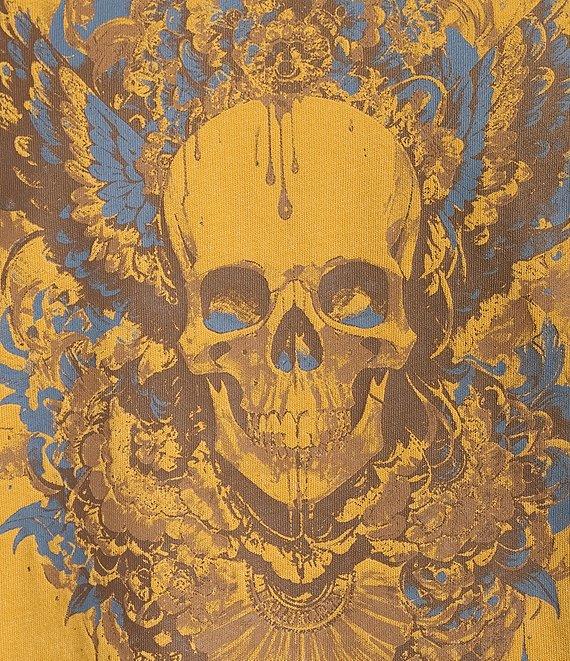 Cremiuex Premium Denim Skull Wing Graphic Short Sleeve T-Shirt Product Image