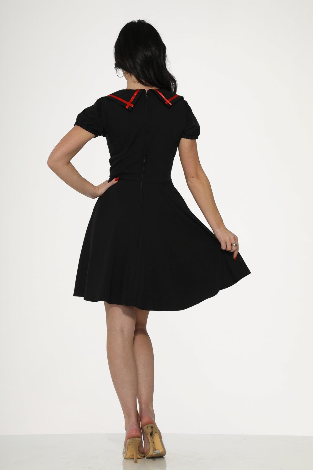 Black & Red Trim Gothic Swing Dress Product Image