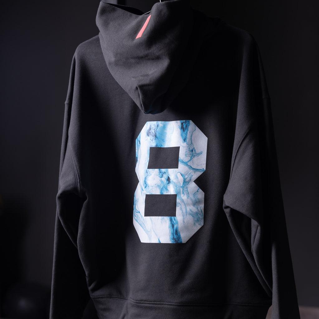 0874. Tech-Terry™ Zip Pocket Hoodie - Black "Marble 8" Product Image