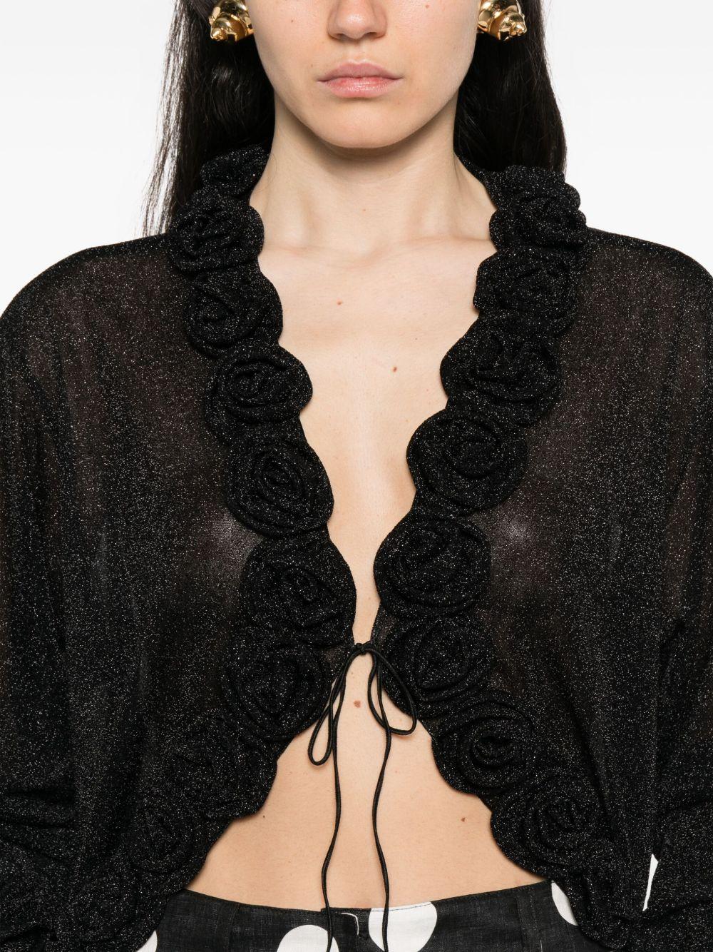 rose-embellished glitter-detail blouse Product Image