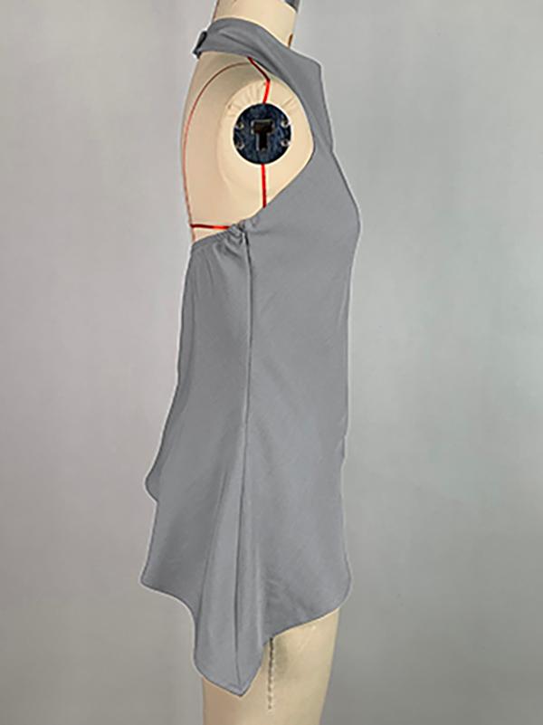 Sleeveless Solid Color Stand Collar Vest Top Product Image