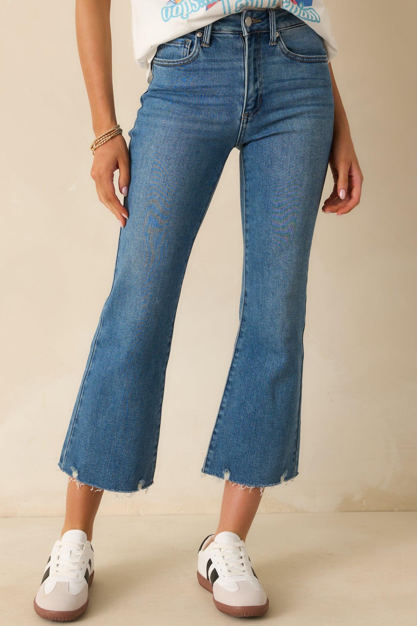 Terrific Timing Medium Wash Cropped Flare Jeans Product Image