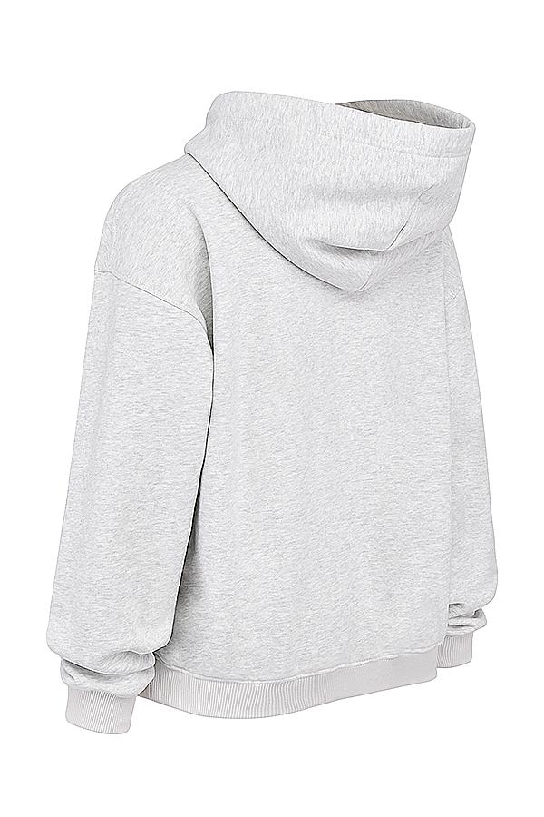 Muse  light grey marl cotton fleece-back hoodie Product Image