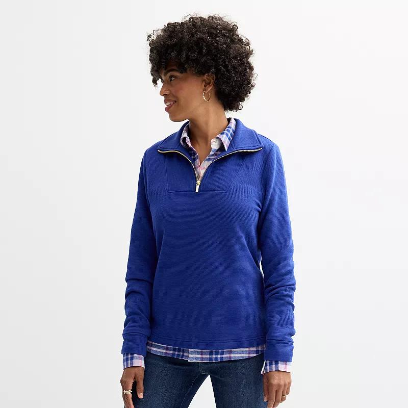 Women's Croft & Barrow® Quarter-Zip Pullover, Size: Medium, Wetlands Product Image