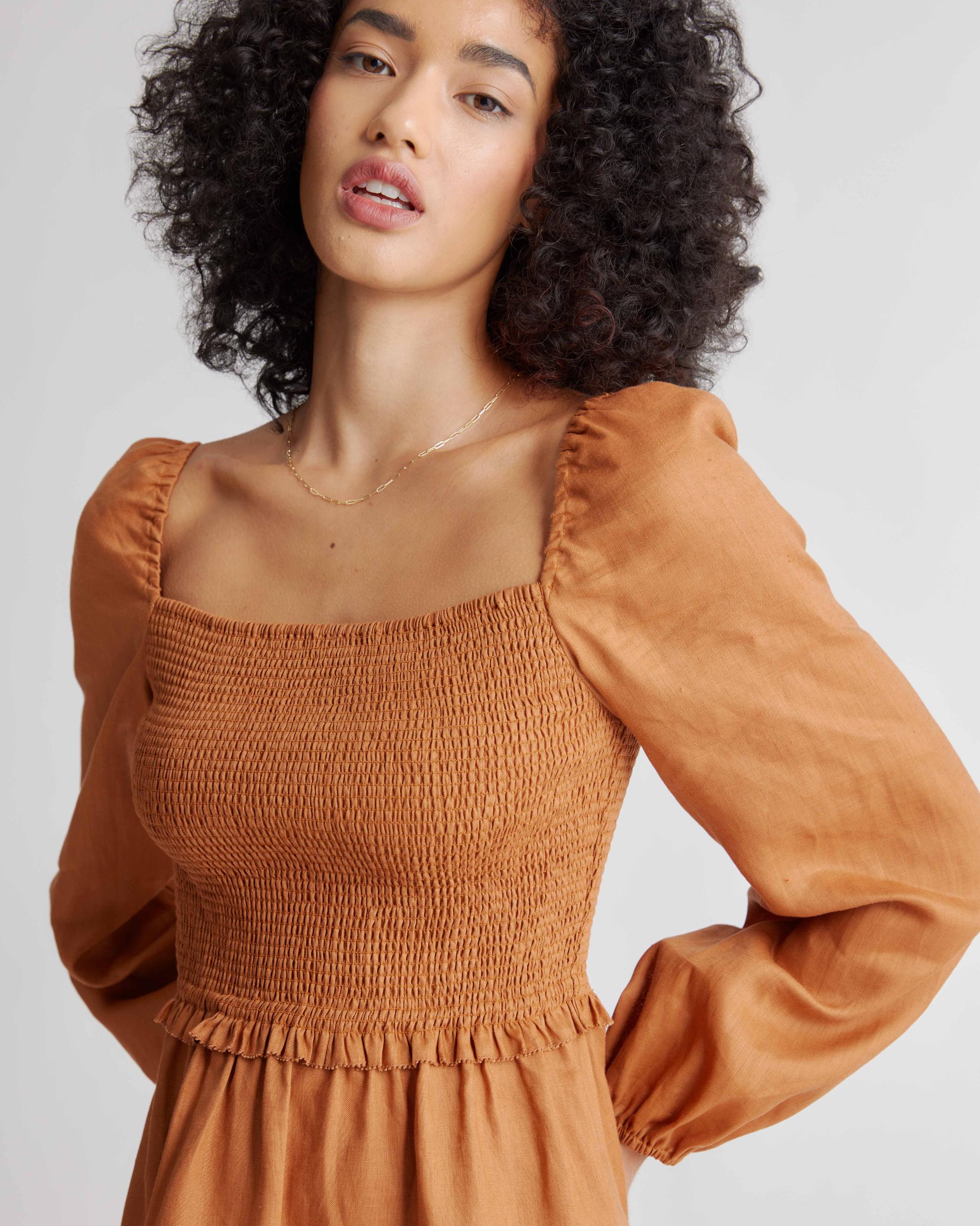 Quince | Women's 100% European Linen Smocked Mini Dress Product Image