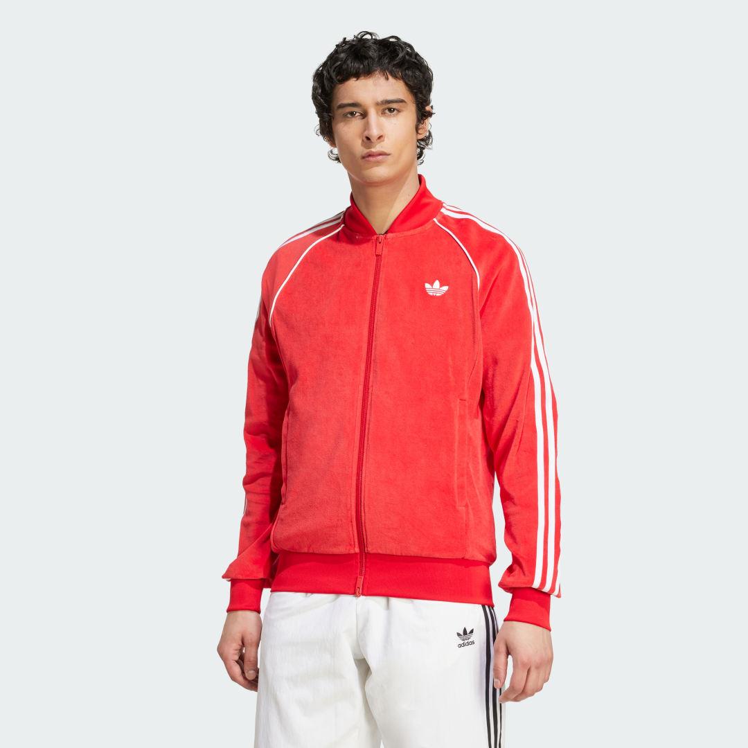 adidas SST Adicolor Velour Track Top Aurora Ivy 2XL Mens Product Image