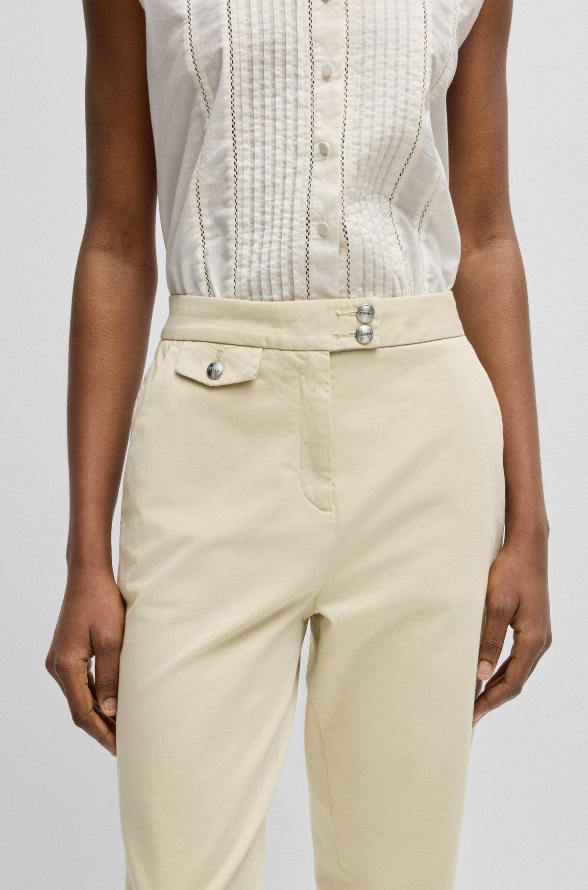 Casual chinos in stretch-cotton satin Product Image