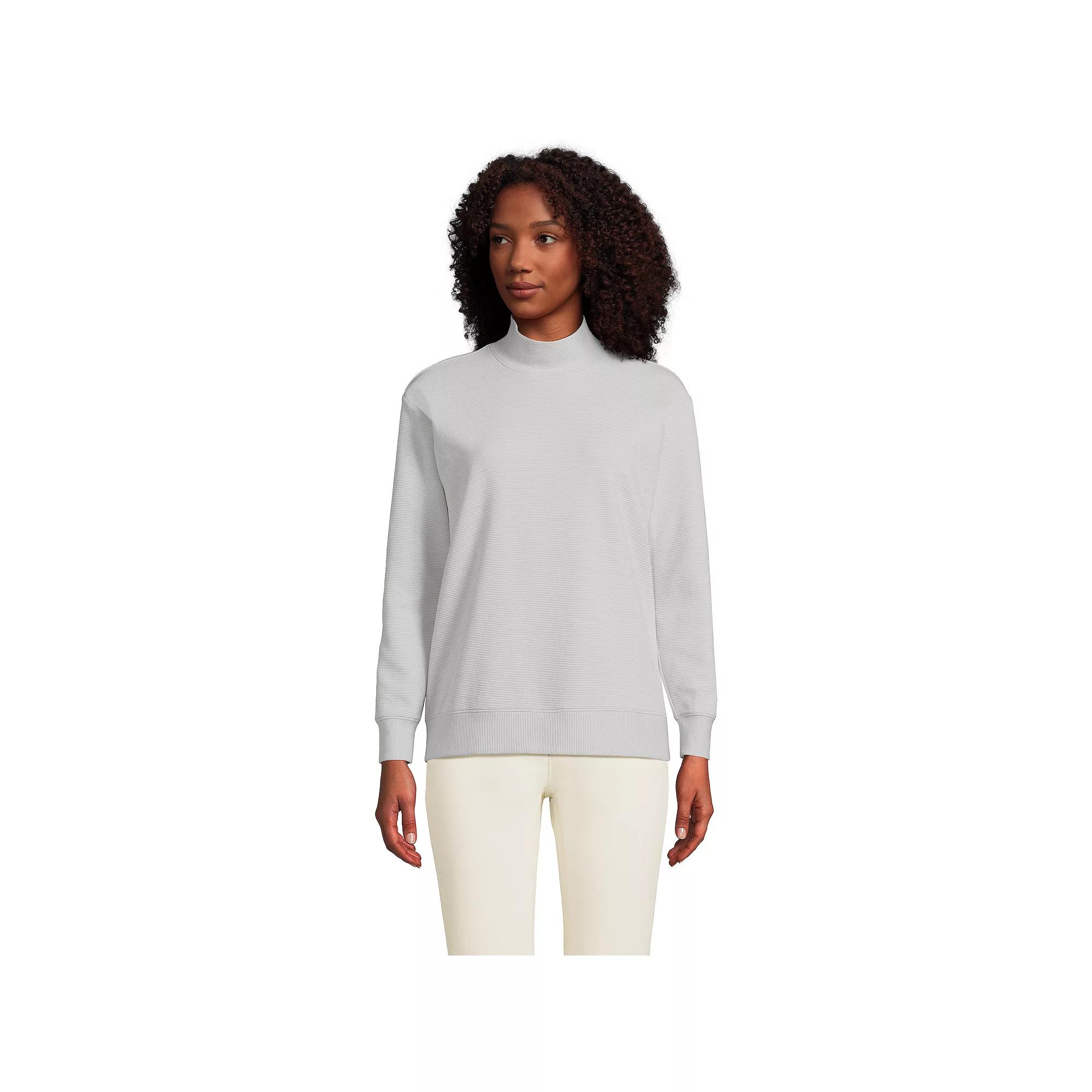 Women's Lands' End Long Sleeve Ottoman Mock Pullover,  Product Image