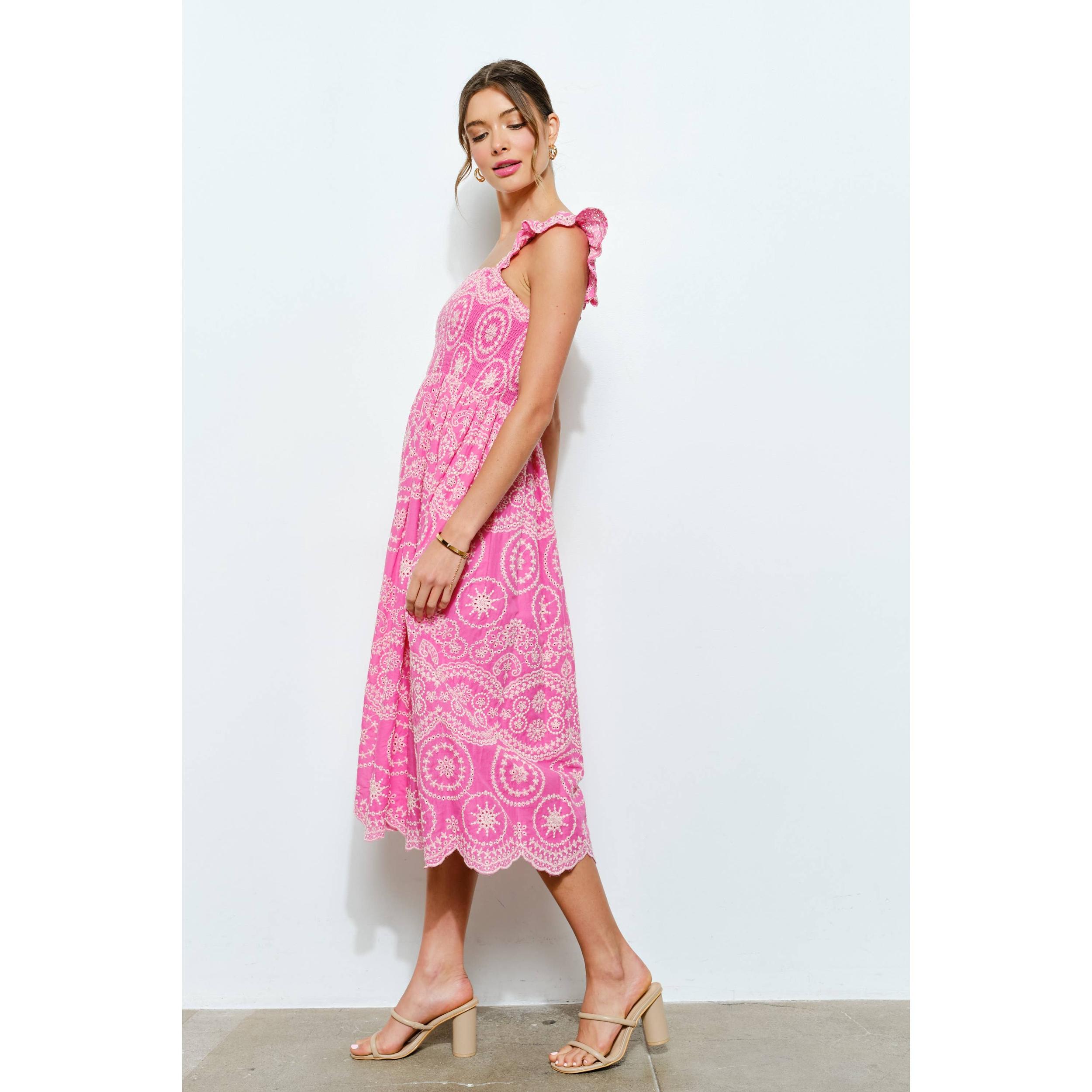 Alessia Eyelet Midi Dress Product Image
