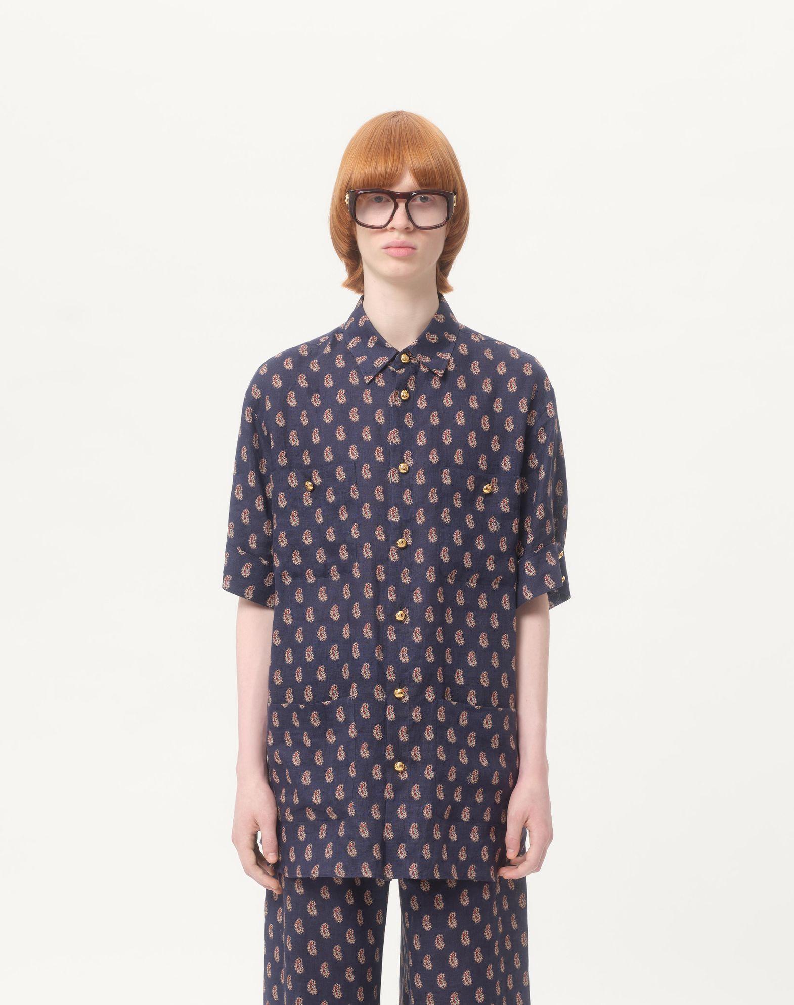 Lightweight Linen Shirt With Voyage Imaginaire Print Product Image