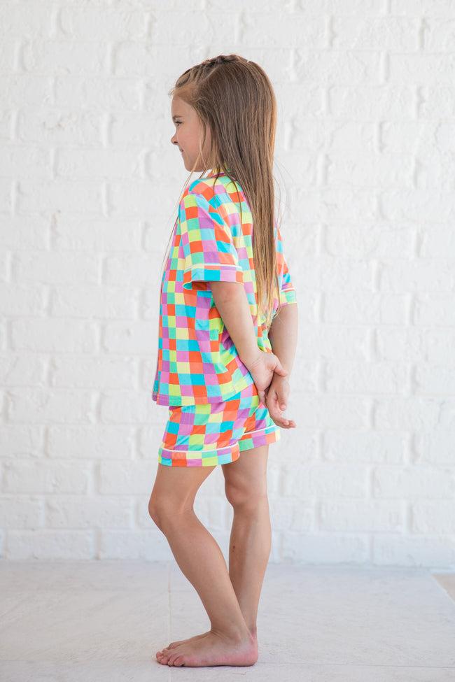 Kid's Good To Get Away In Glamour On The Grid Pajama Set FINAL SALE Product Image