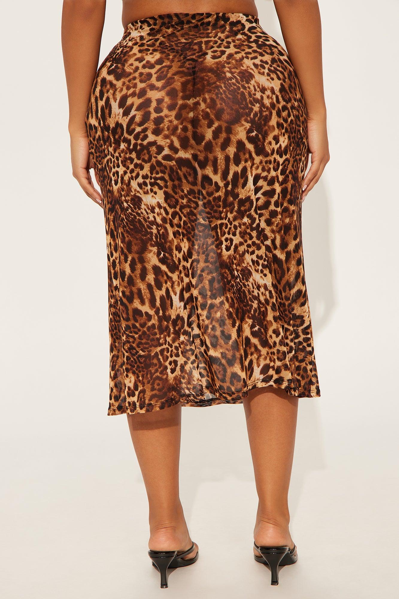 More To Come Leopard Mesh Midi Skirt - Brown/combo Product Image