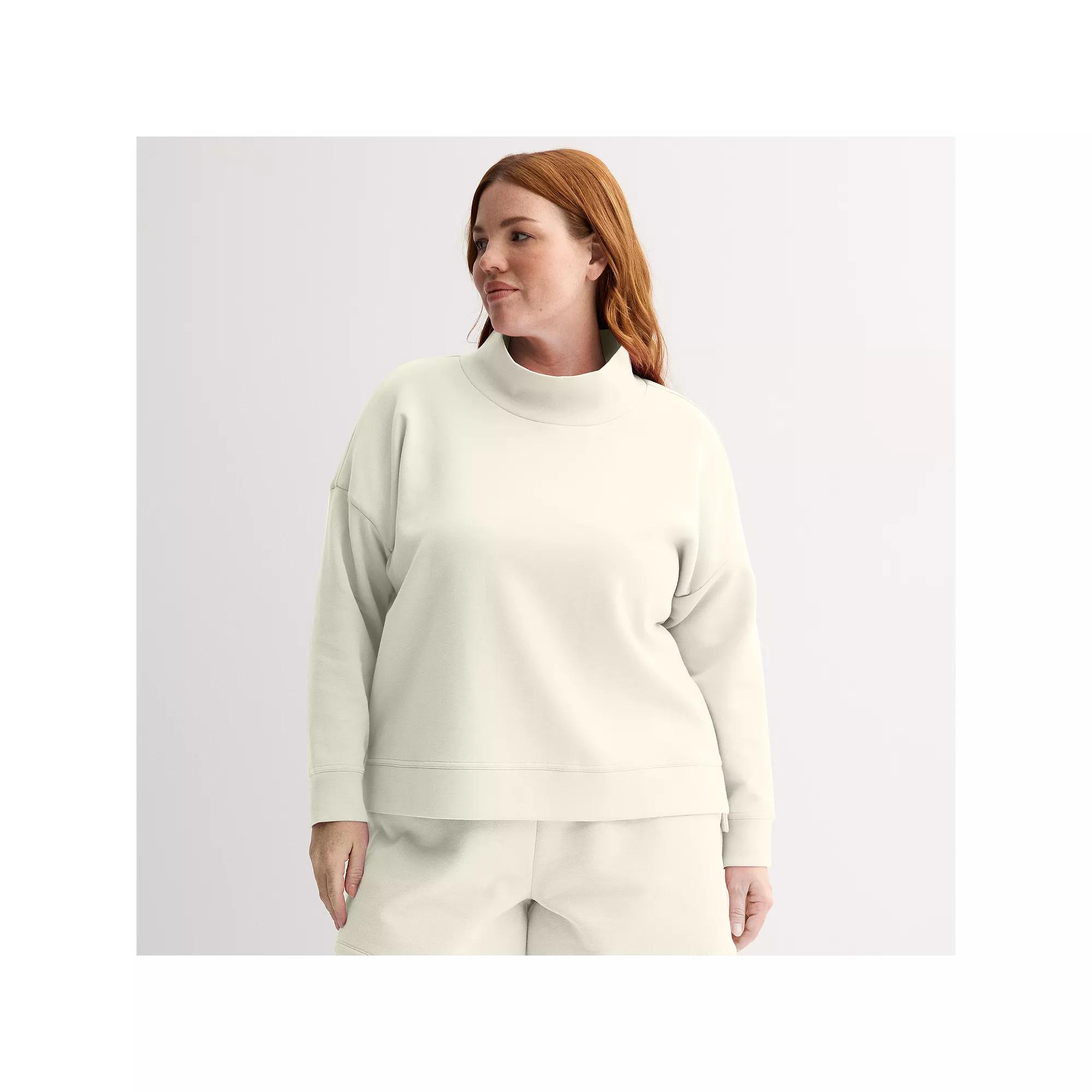 Plus Size Tek Gear Double Knit Funnel Neck Sweater, Women's, Size: 2XL, White Product Image