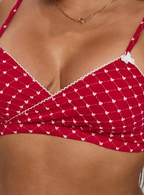 Slumber Pointelle Sleep Bralette Red Curve Product Image