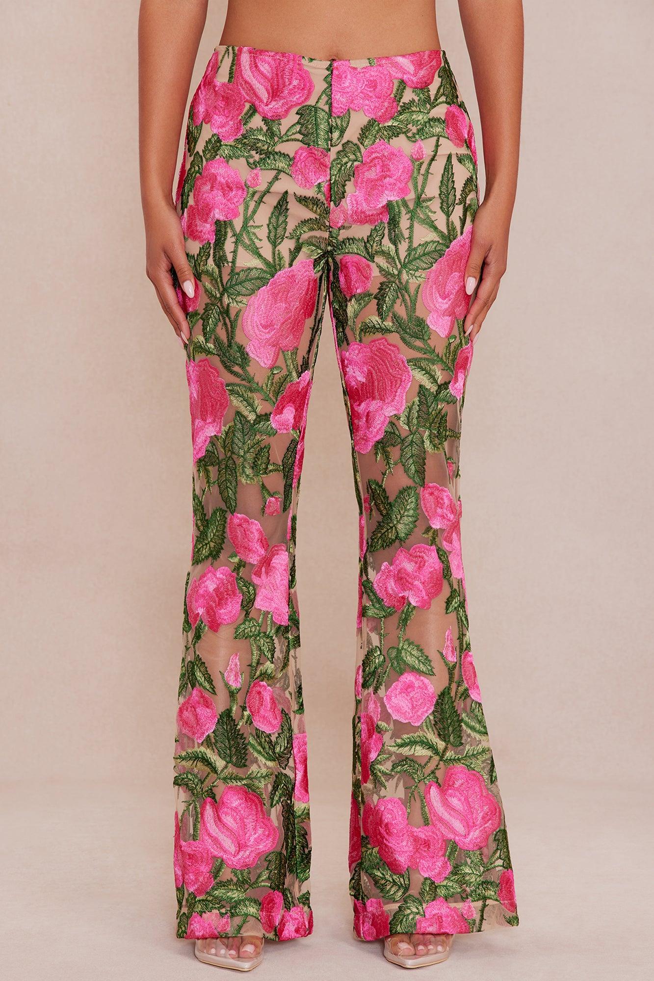 Sarah Embroidered Pant - Pink/combo Product Image