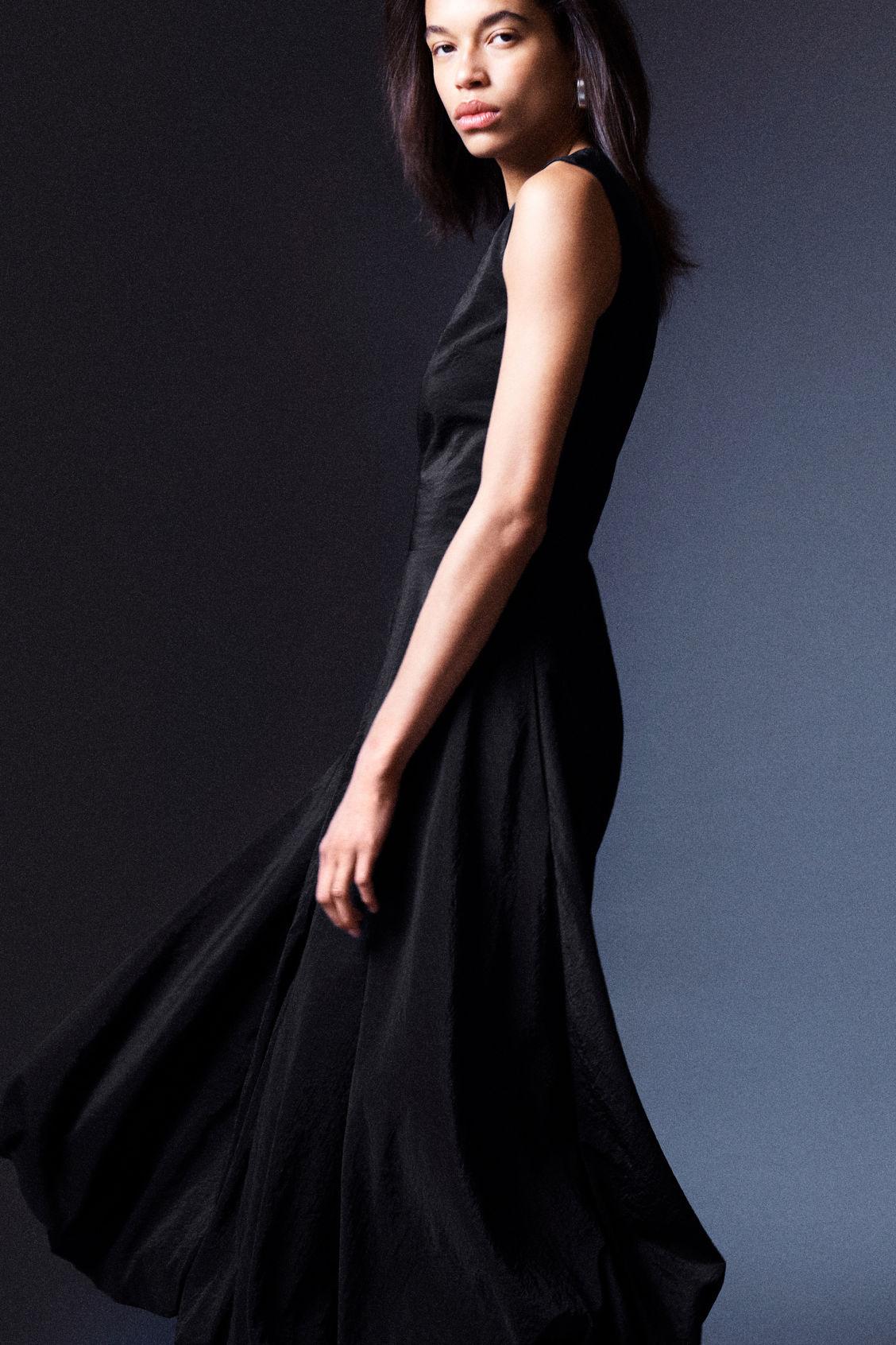 SLEEVELESS BUBBLE-HEM MIDI DRESS Product Image