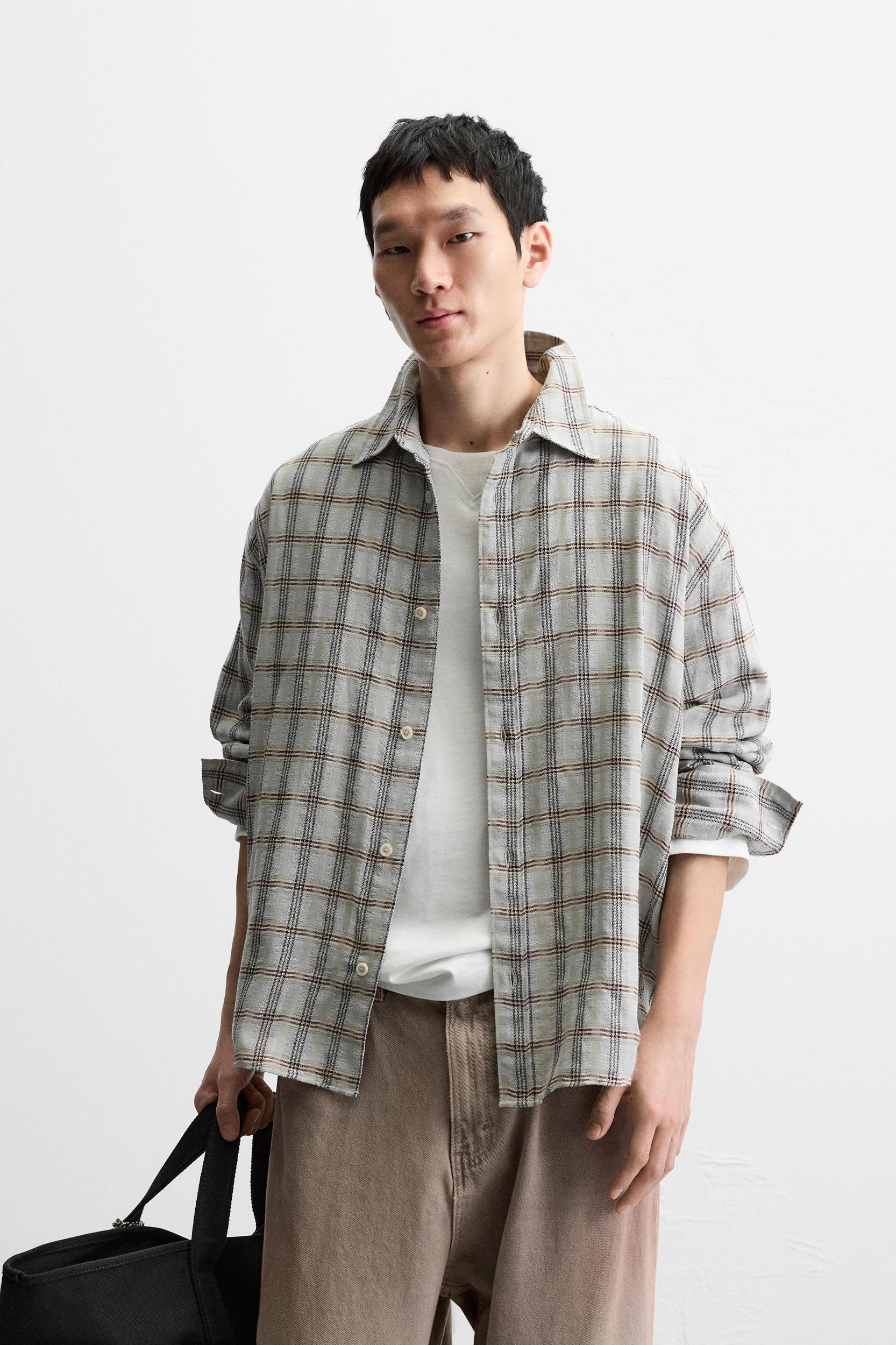 TEXTURED PLAID SHIRT Product Image