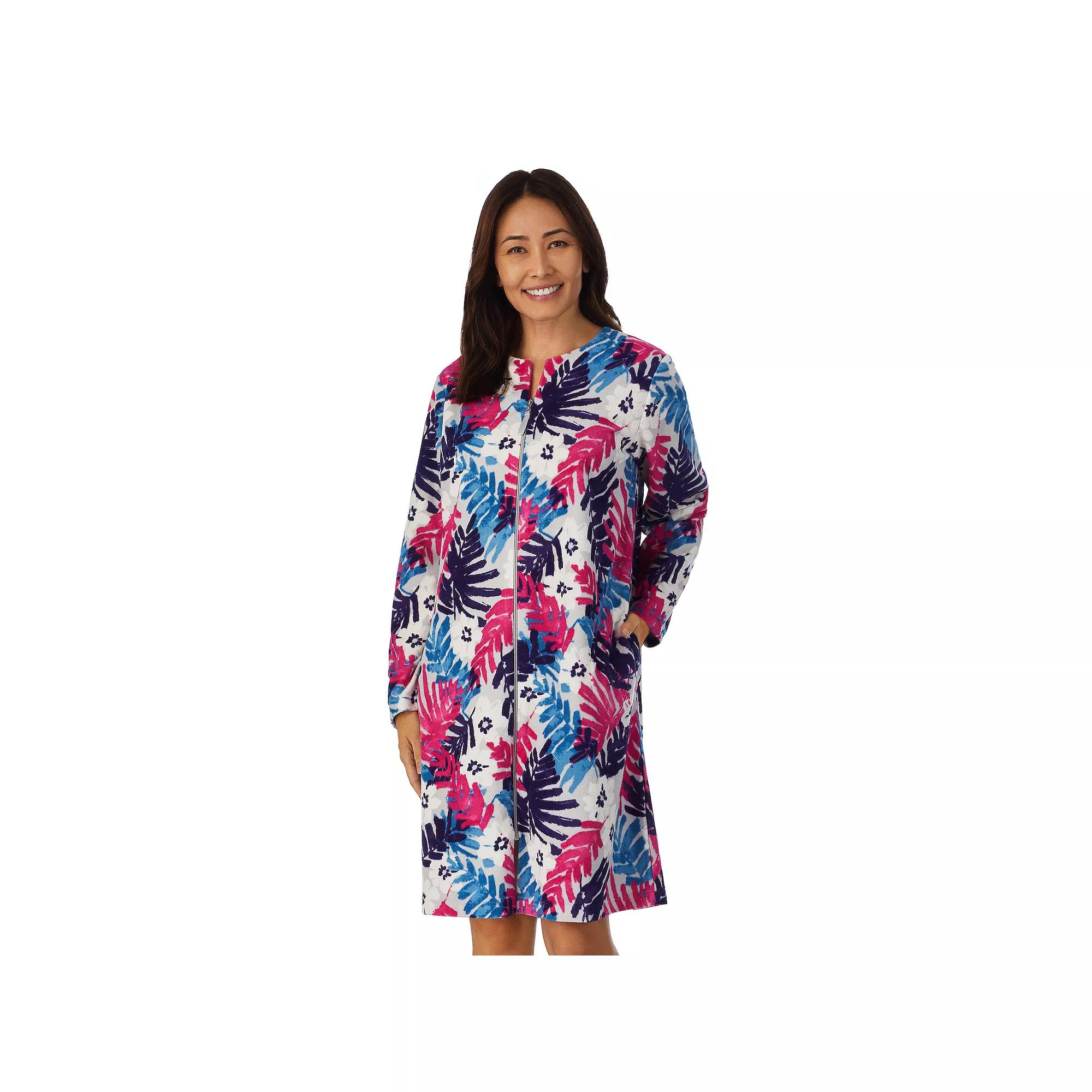 Women's Stan Herman Floral Vintage Terry Zip-Front Robe,  Product Image
