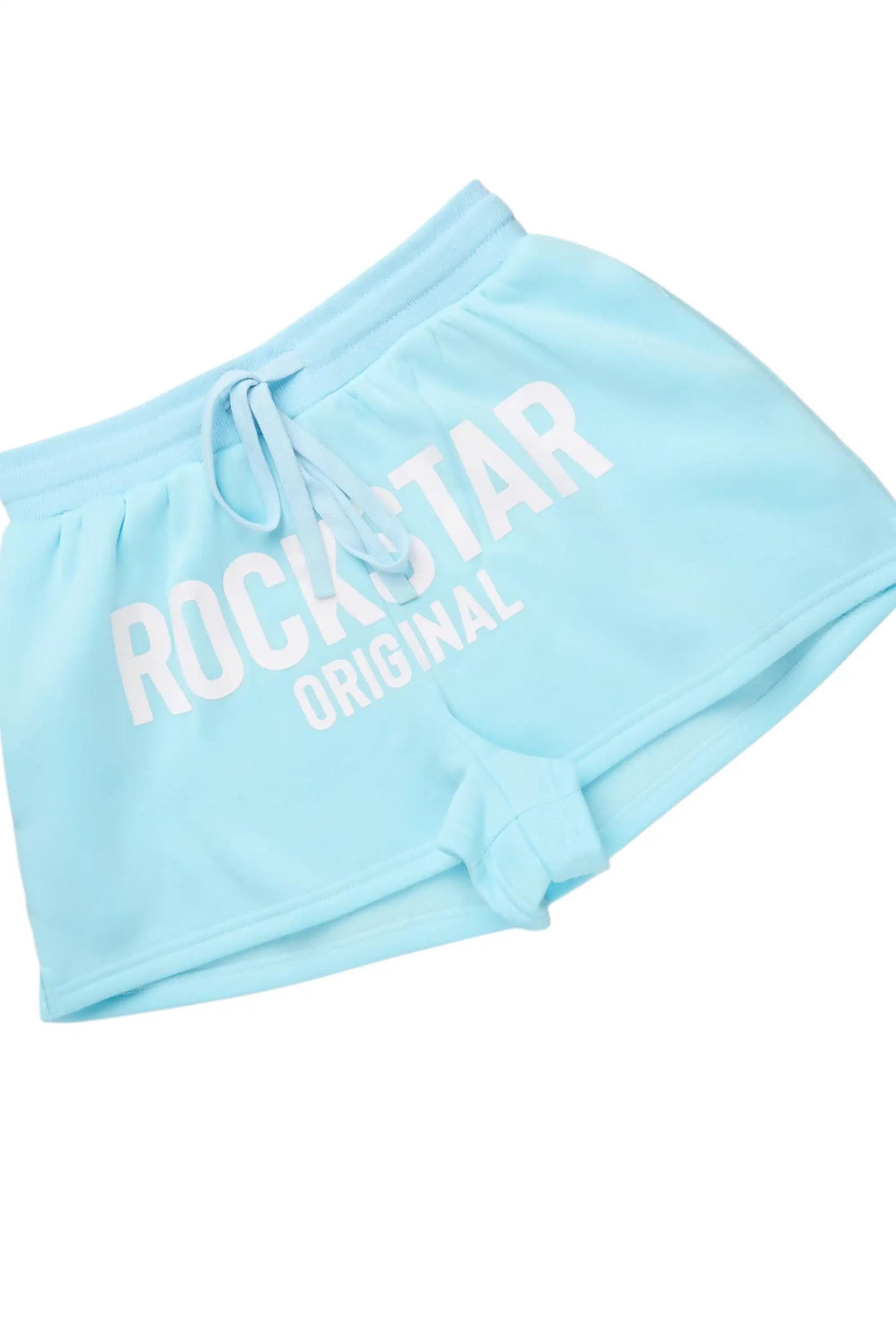 Sabrina White/Blue T-Shirt Short Set Female Product Image