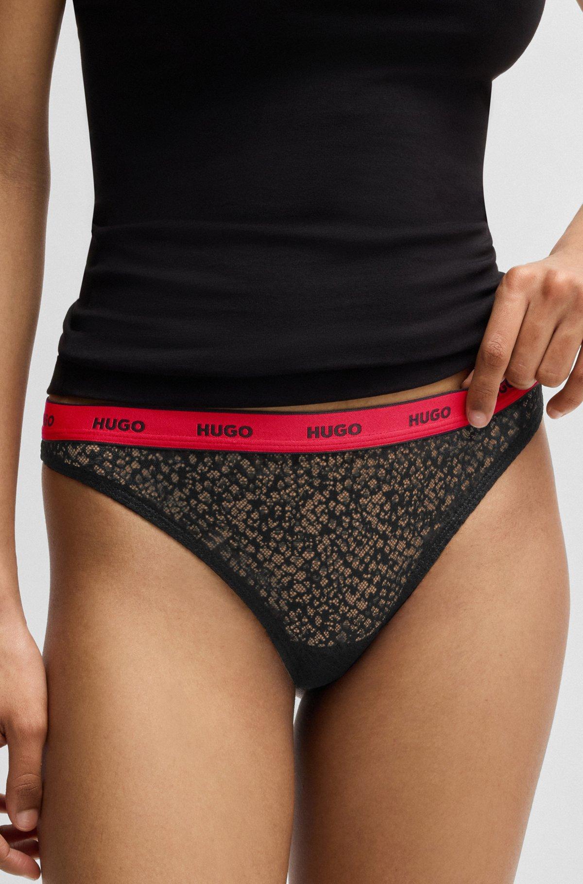 Three-pack of thongs in stretch lace Product Image