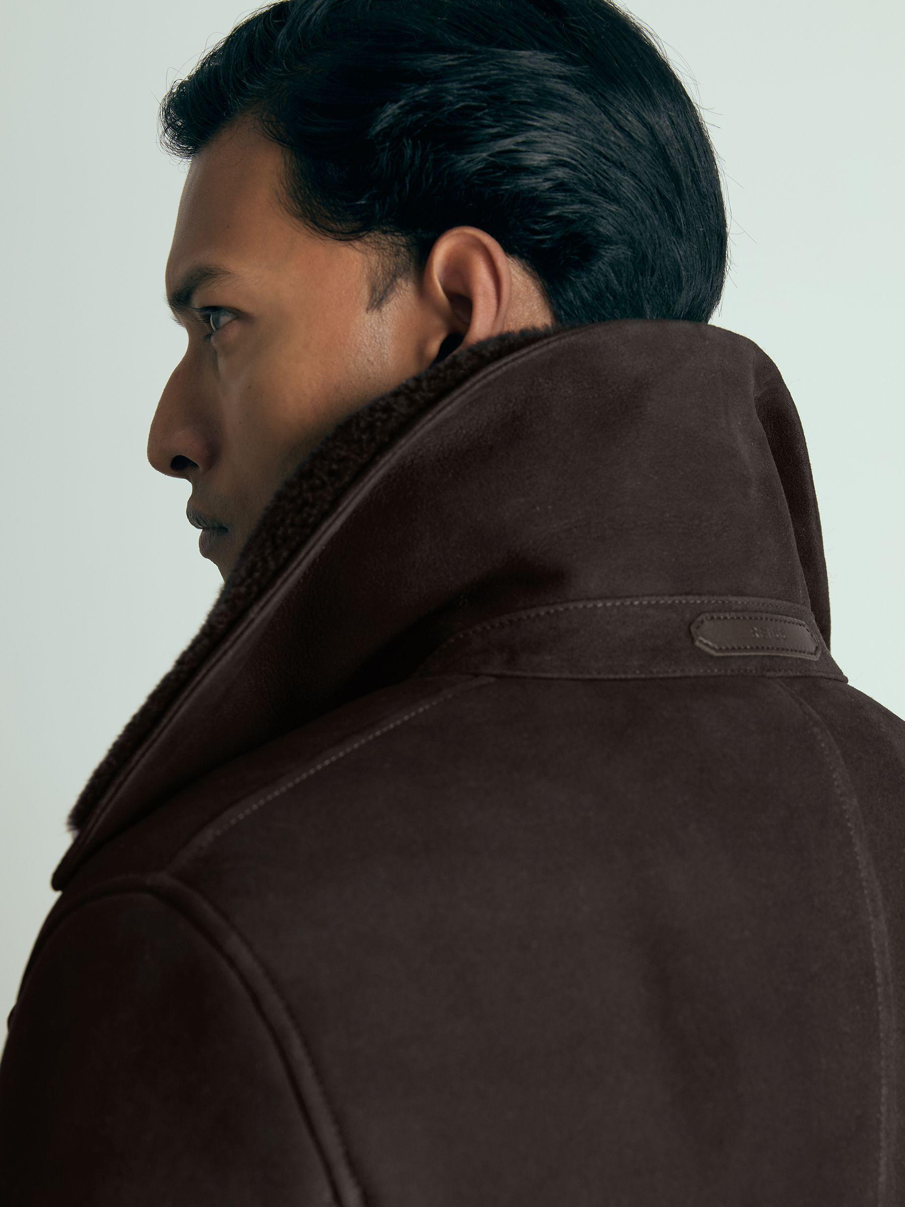 Atelier Suede Shearling Jacket in Brown Product Image