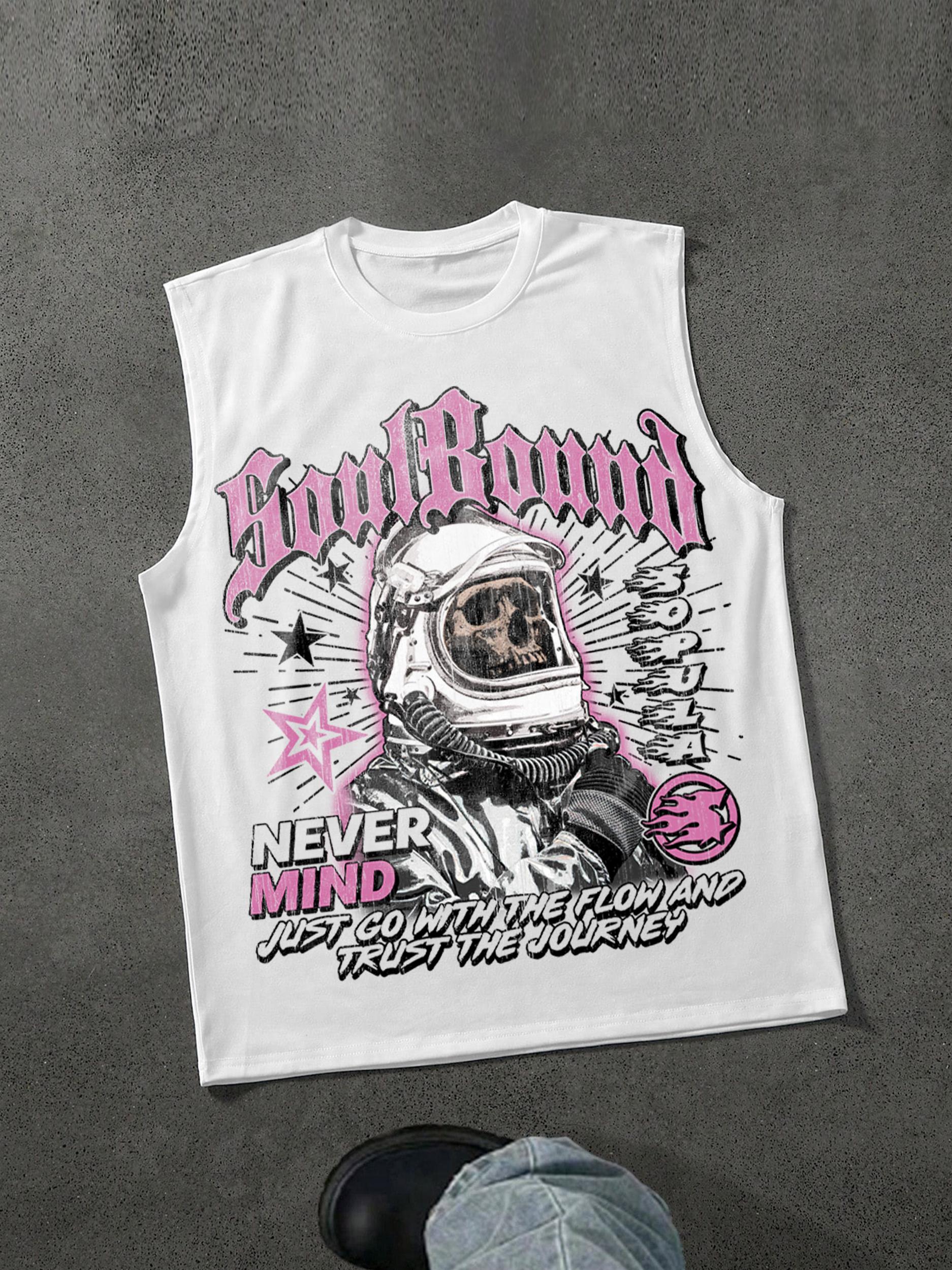 Sopula Skull Astronaut Vintage Graphic Cotton Tank Top Product Image
