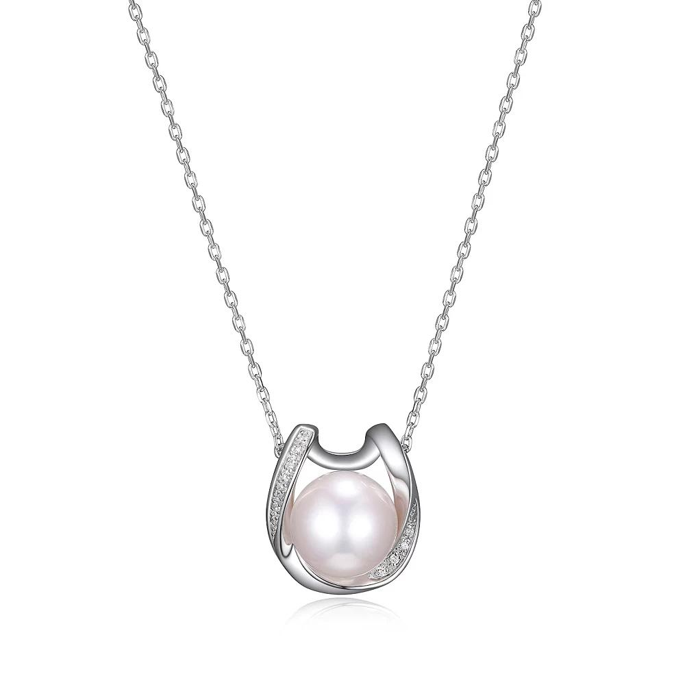 Maralux Sterling Silver Freshwater Cultured Pearl & Diamond Accent Necklace, Women's, Size: 18-20" ADJ Product Image