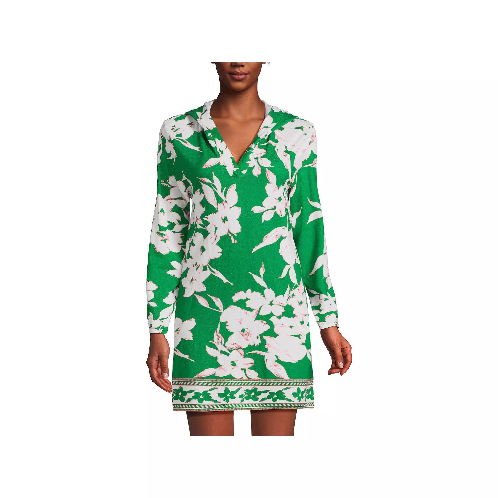 Women's Lands' End Cotton Jersey Hooded Cover-up Dress,  Product Image