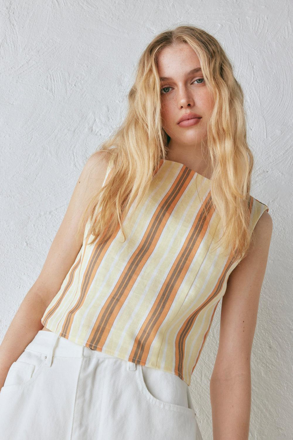 Ama Linen Top Stripe Product Image