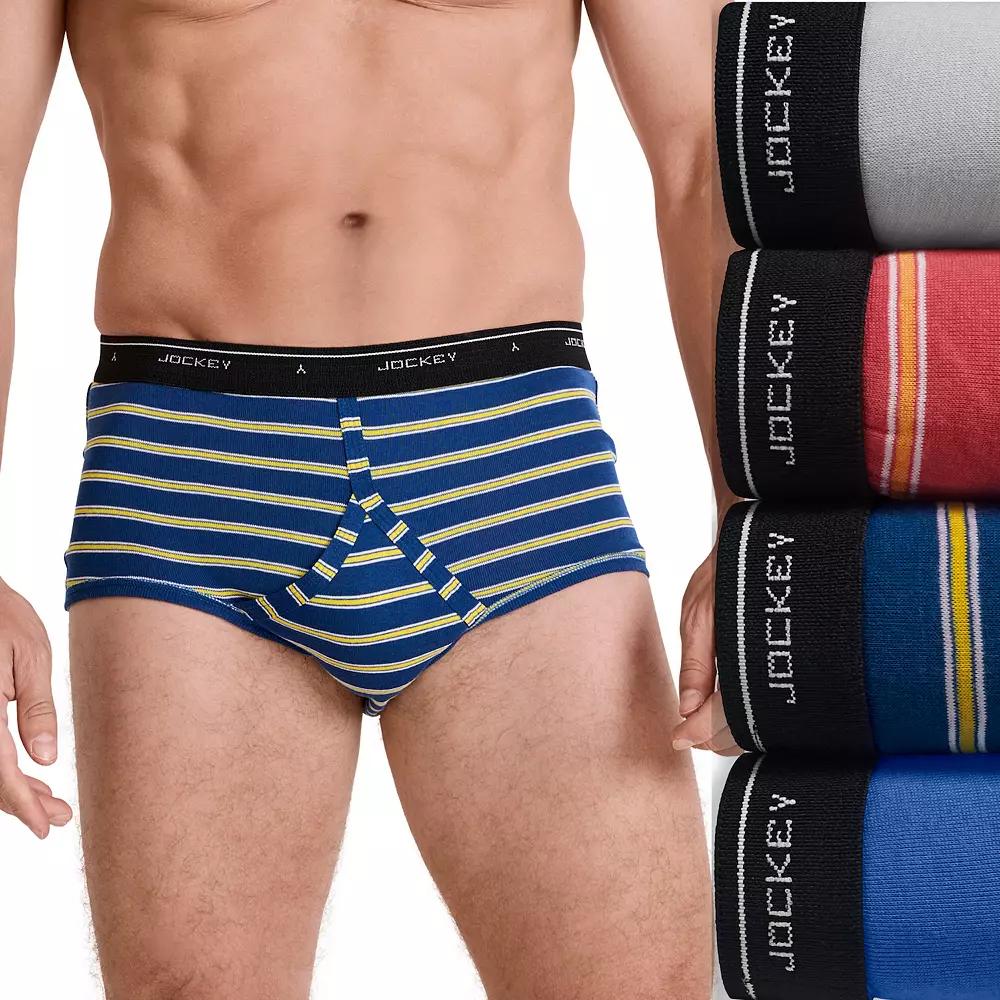 Men's Jockey® 4-pack Classic Knit Full-Rise Briefs, Size: 42, Fine Stripe Team Product Image