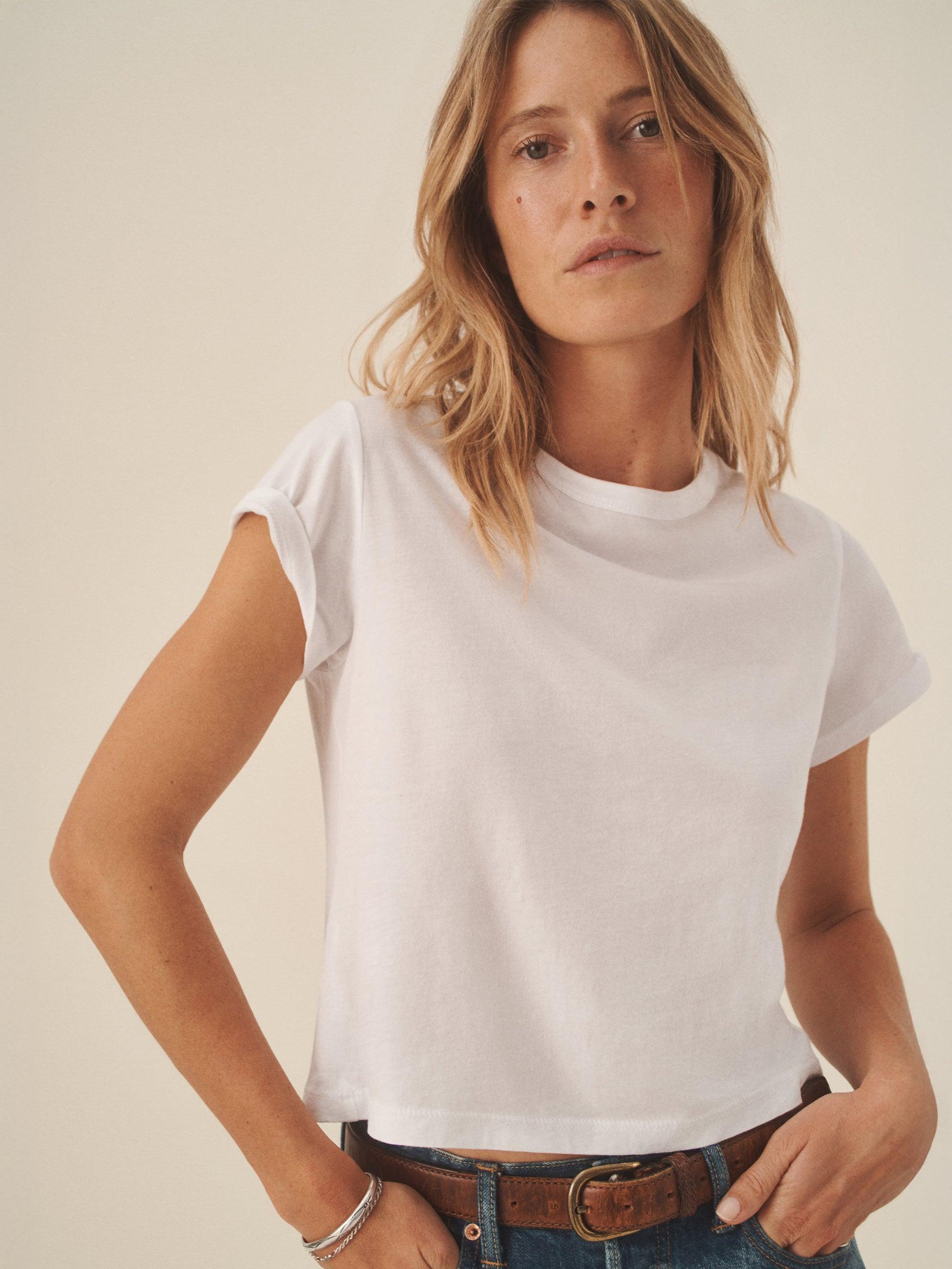 White Pima Boxy Crew Product Image