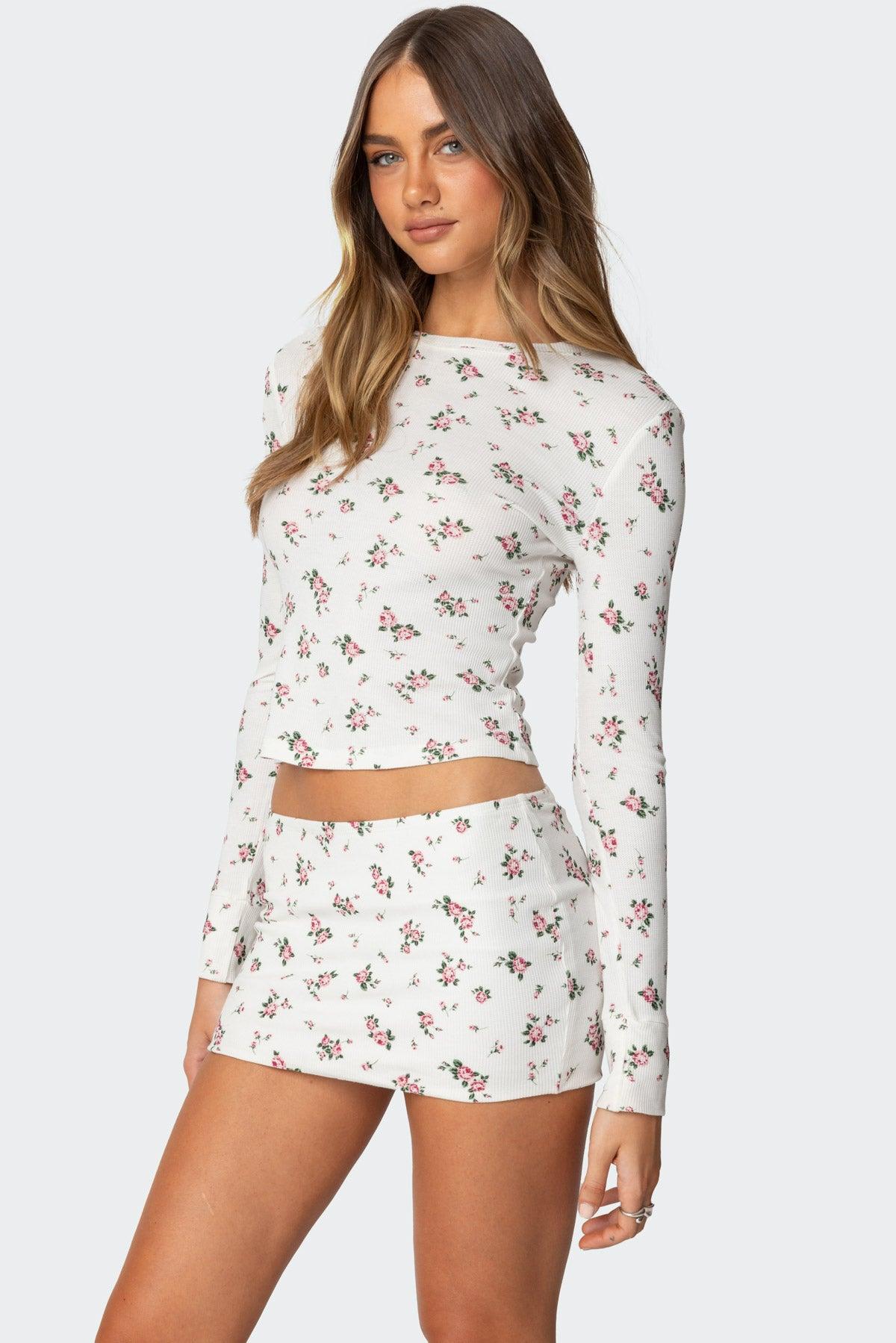 Melany Floral Waffle T Shirt Product Image