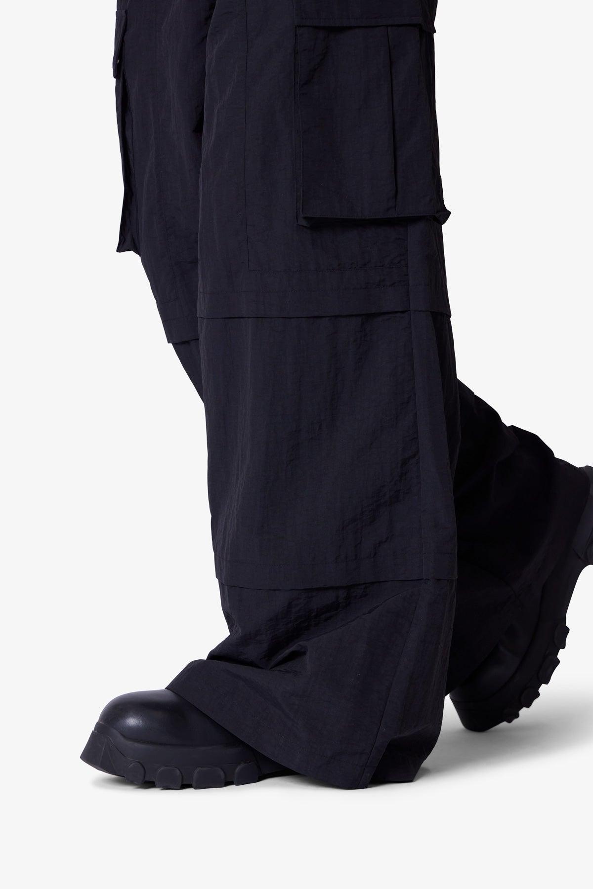Nylon Rave Cargo Pants - Black Product Image