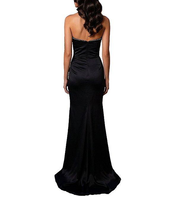 Terani Couture Strapless Satin Column Gown Product Image