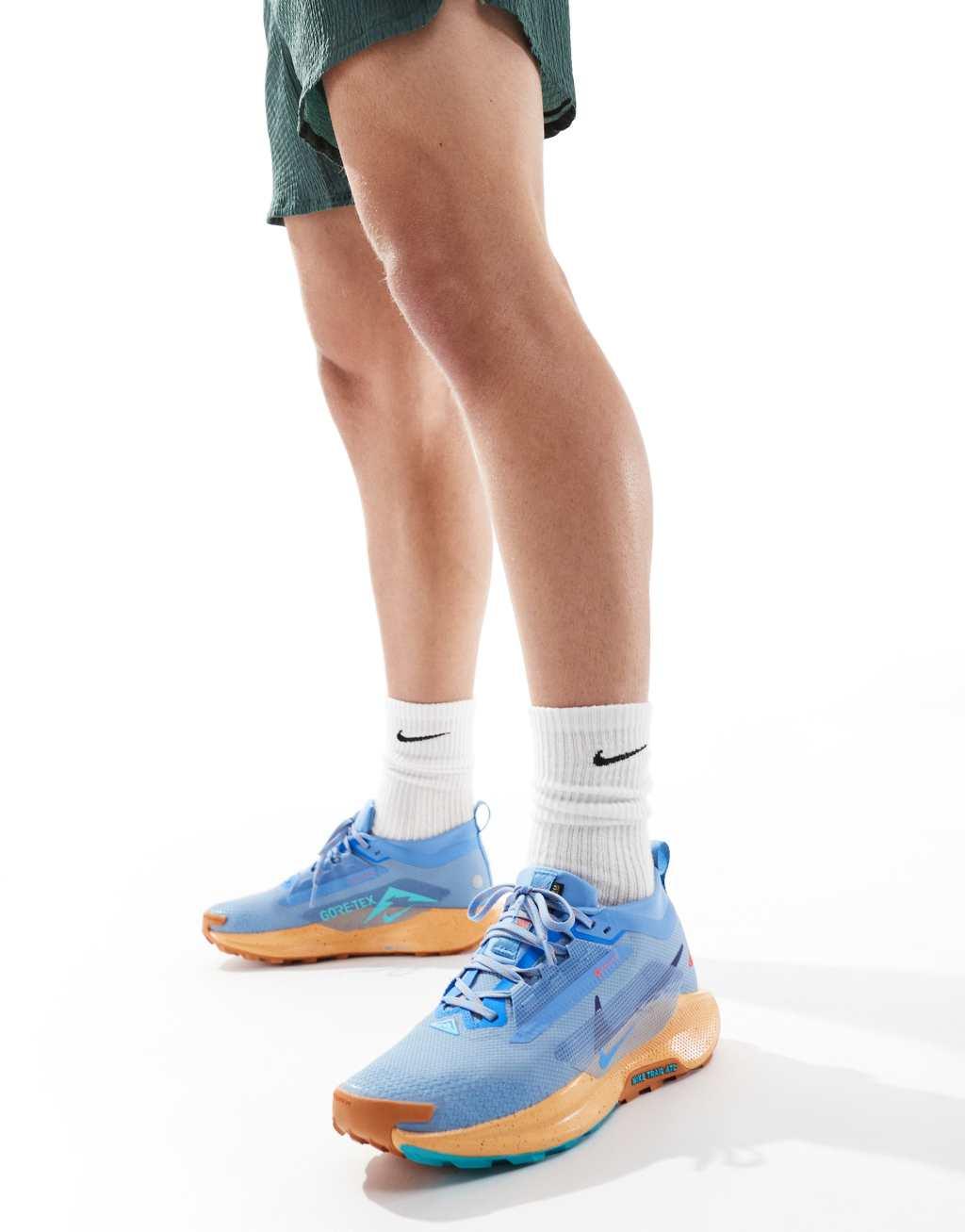 Nike Running Pegasus Trail 5 Gore-Tex sneakers in light blue and orange Product Image