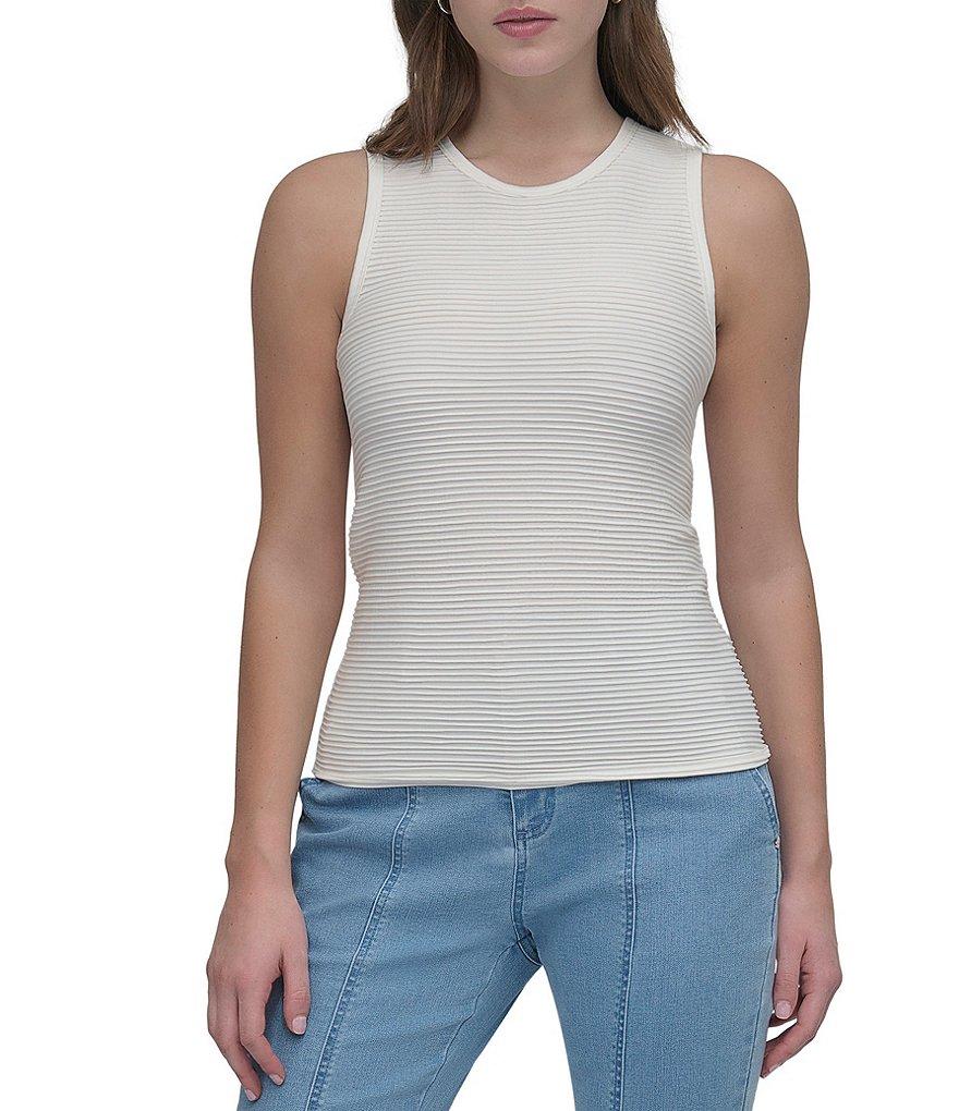 DKNY by Donna Karan Sleeveless Textured Knit Tank Top Product Image