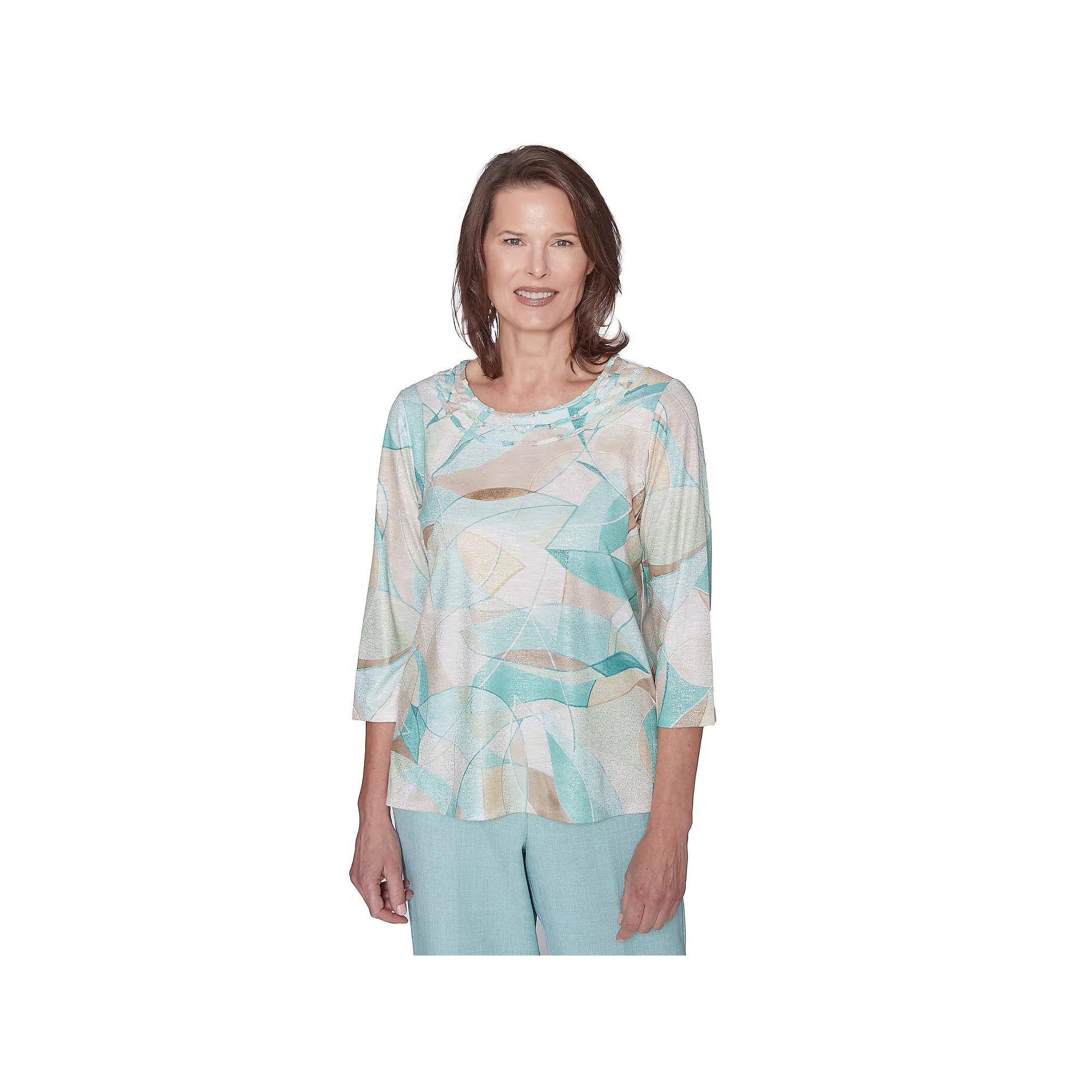 Petite Alfred Dunner Stained Glass Crewneck Top, Women's, Size: XL Petite, Neutral Team Product Image