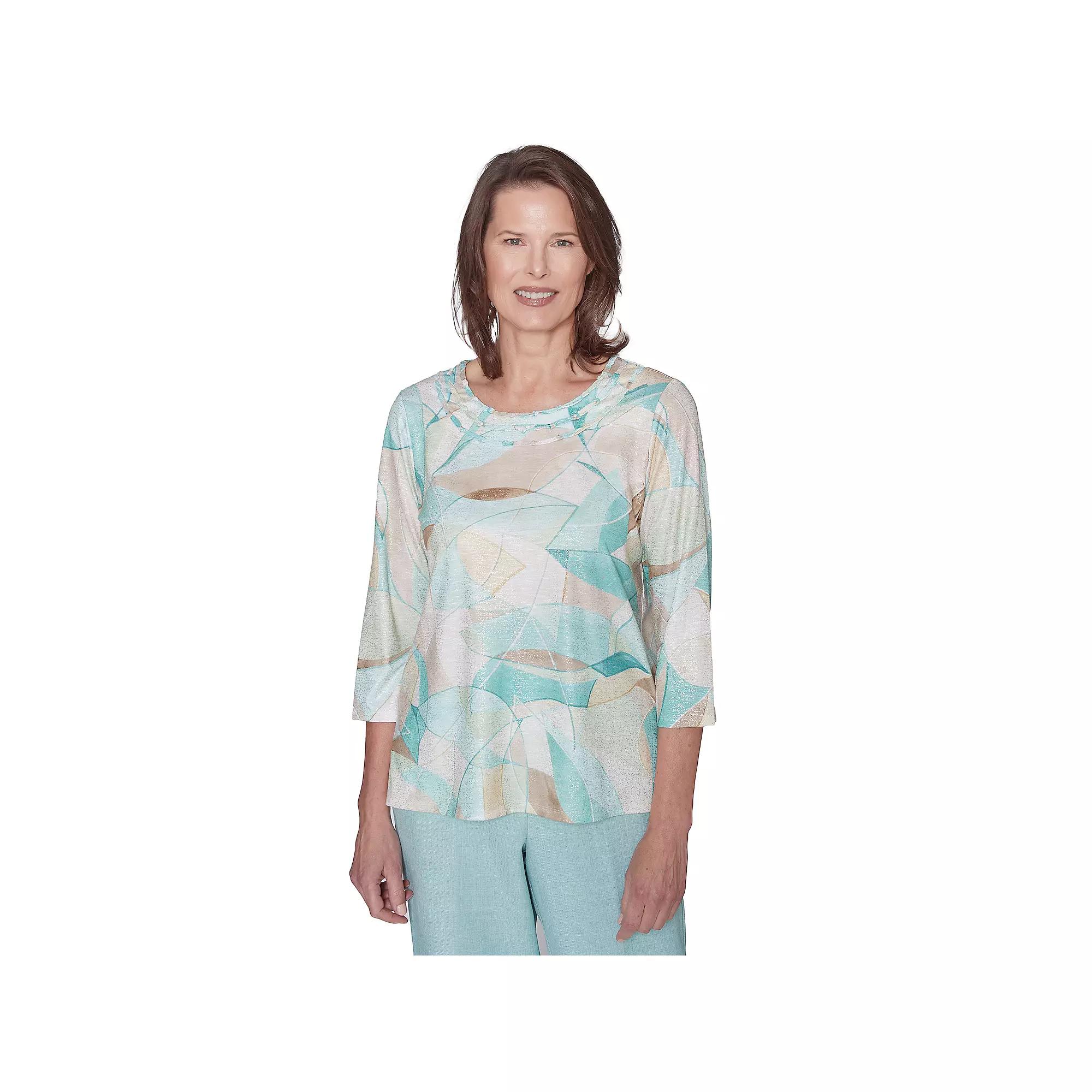 Petite Alfred Dunner Stained Glass Crewneck Top, Women's, Size: XL Petite, Neutral Team Product Image