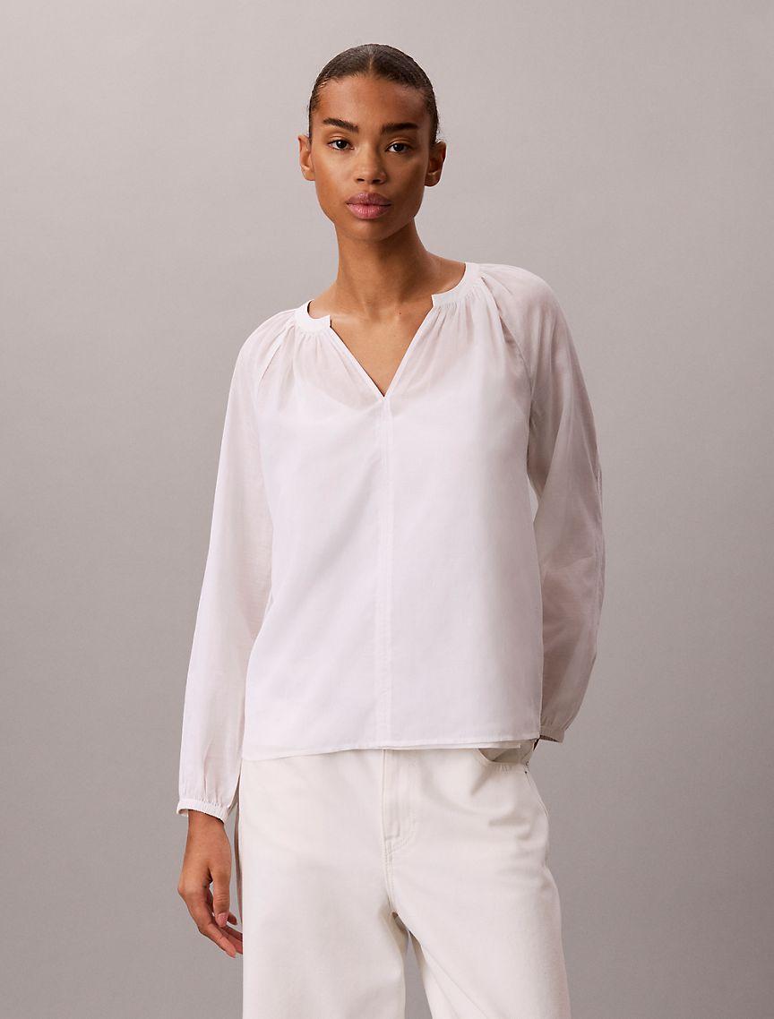 Light Cotton Blend Popover Top Product Image