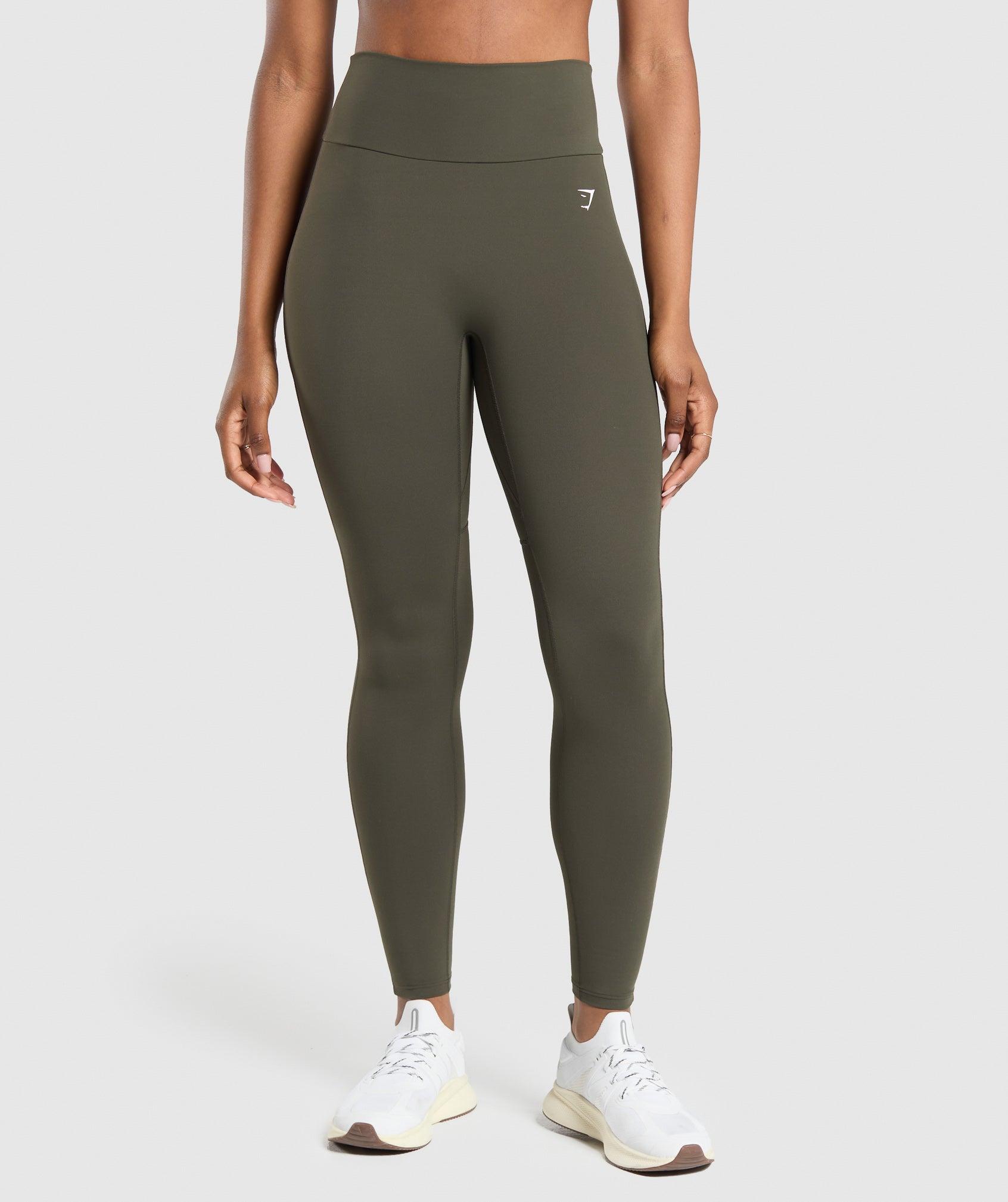 Gymshark Mesh Placement Legging - Weighted Green Female Product Image