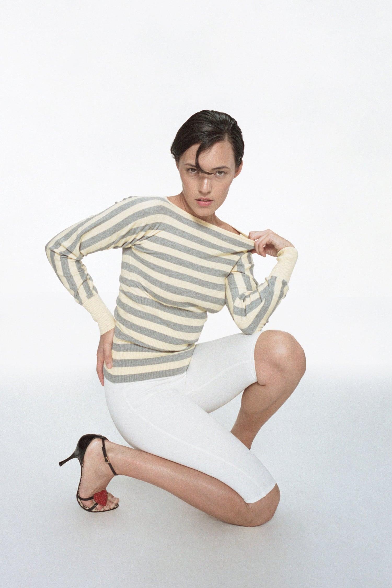ODESSA TOP - BUTTER STRIPE Product Image