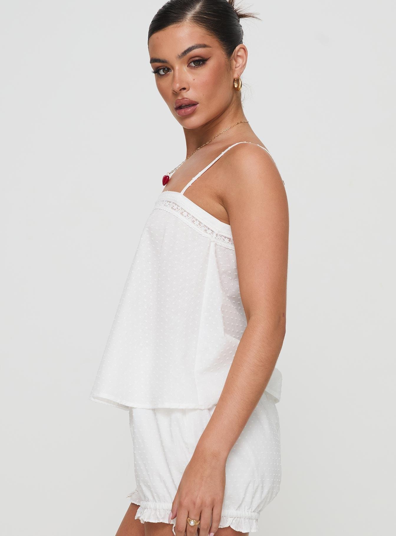 Invisible String Lace Sleep Top White Product Image