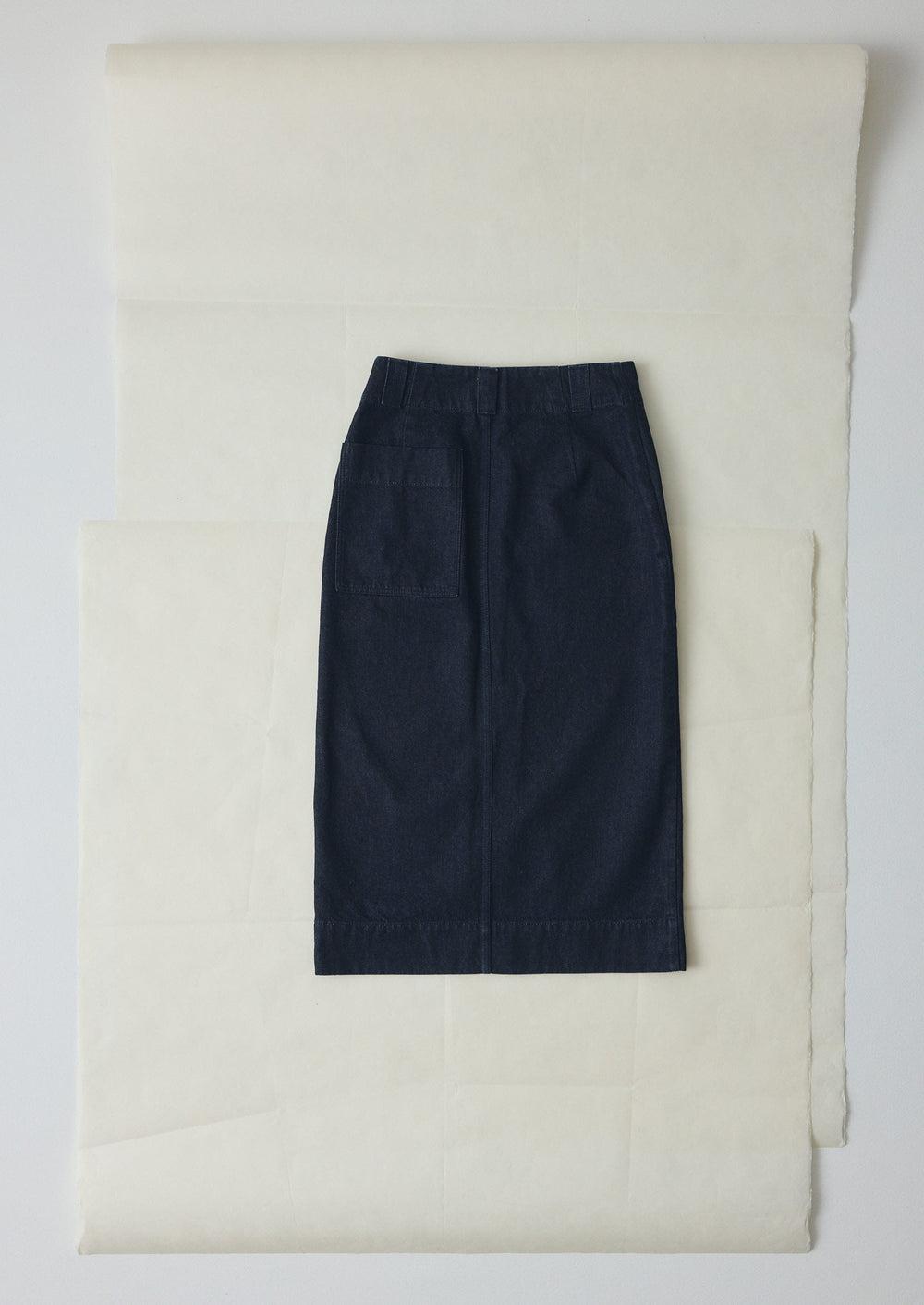 Straight Indigo Denim Skirt | Indigo Product Image