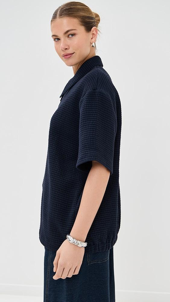 Tibi Quilted Waffle Polo Tunic Top | Shopbop Product Image