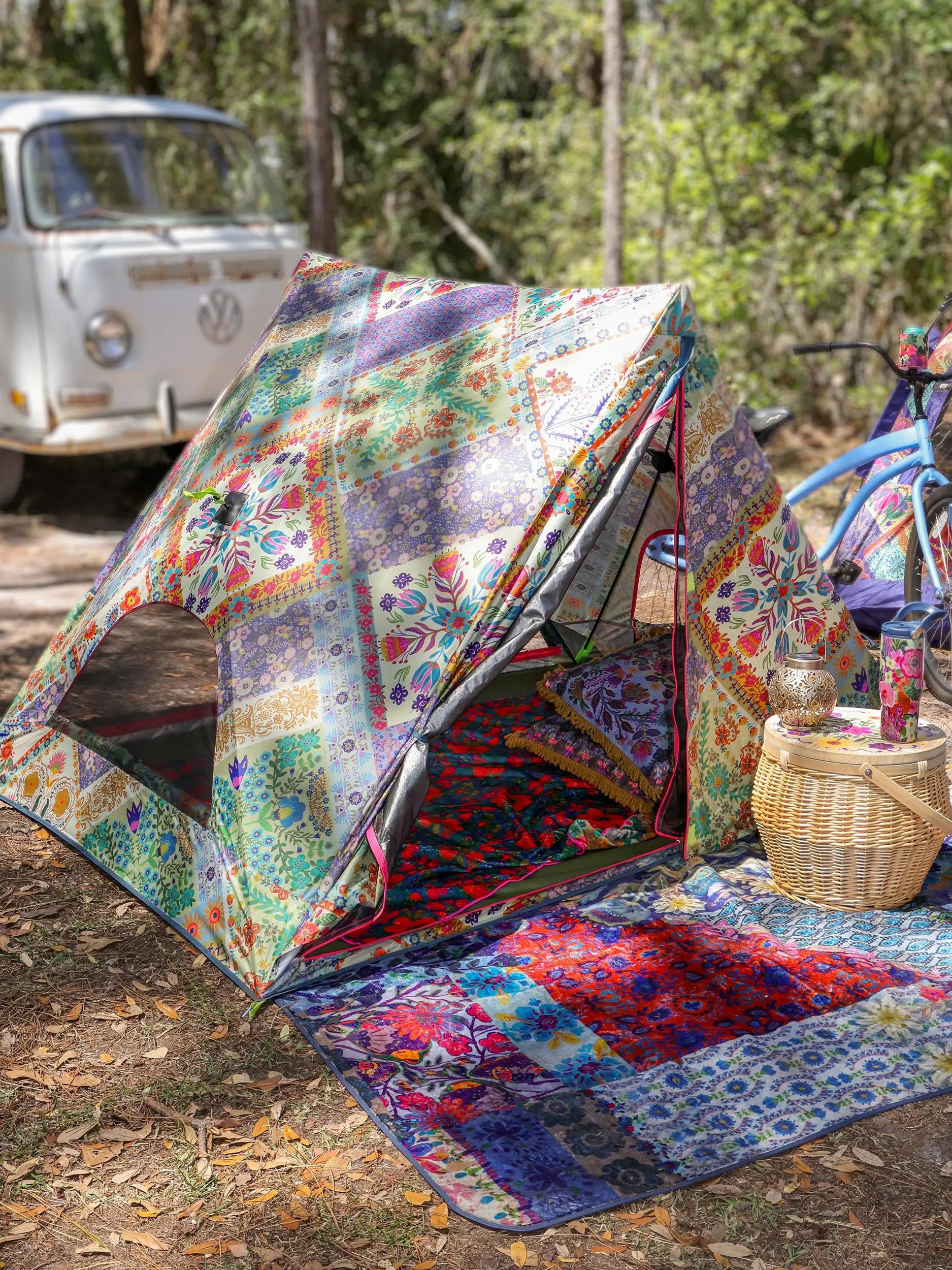 Live Happy Camping Tent - Let's Just Go A-Frame Product Image