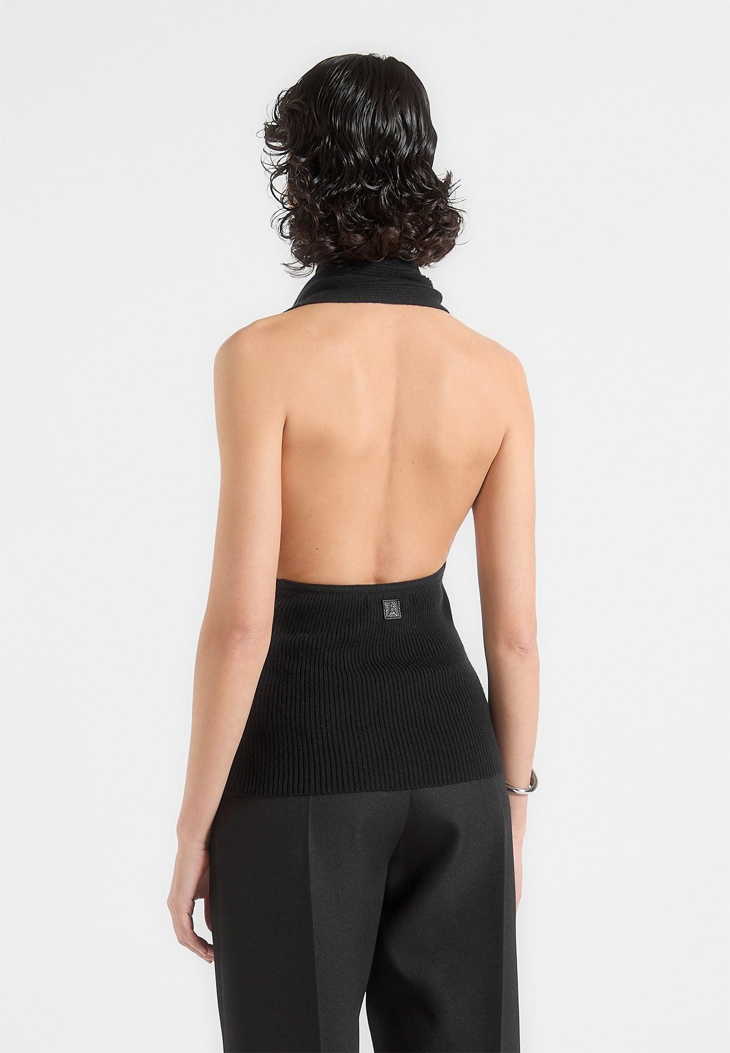 Elodie - Knitted Draped Halterneck Top - Black Female Product Image