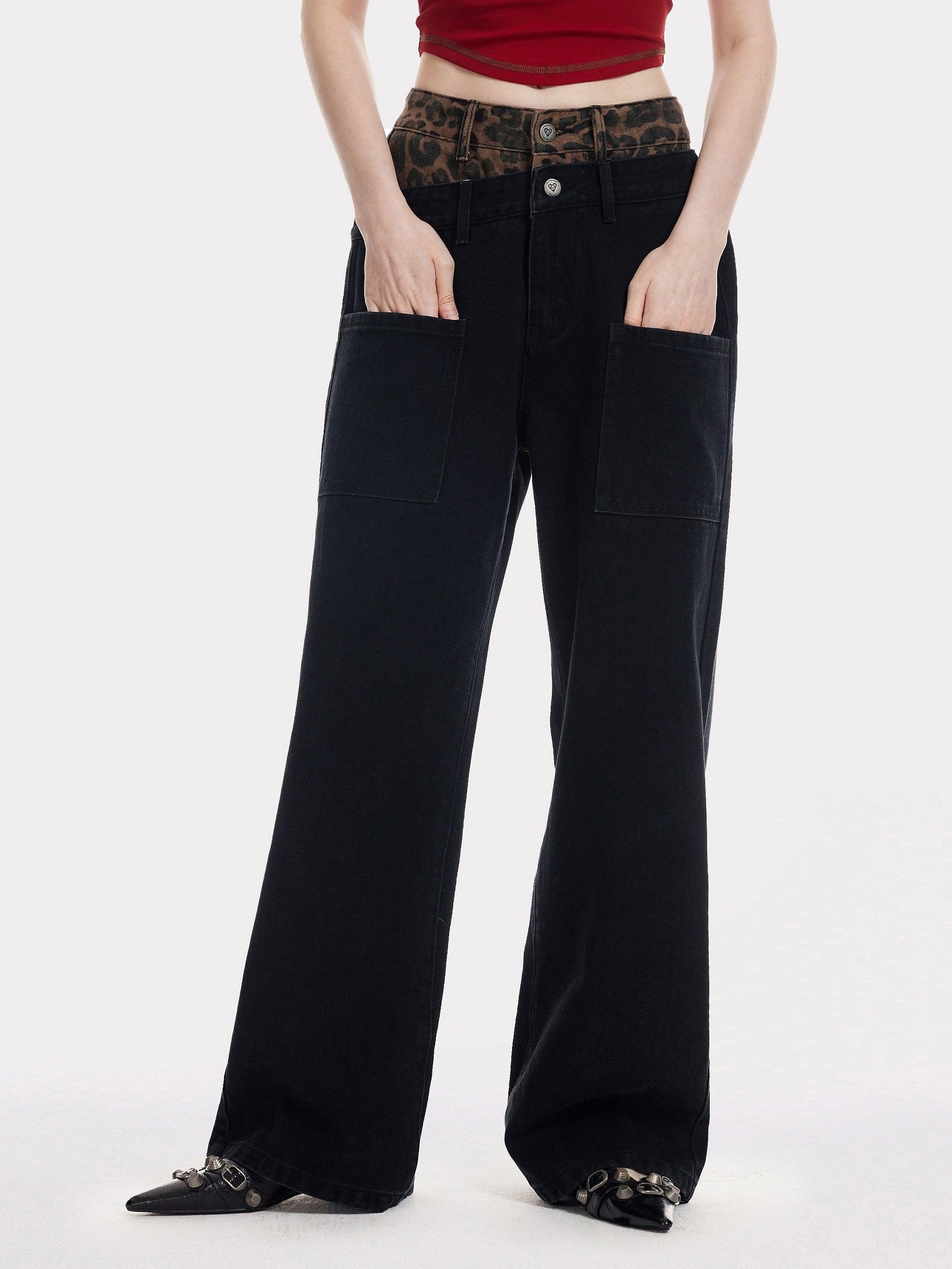 Aelfric Eden Leopard Double Waist Baggy Jeans Product Image