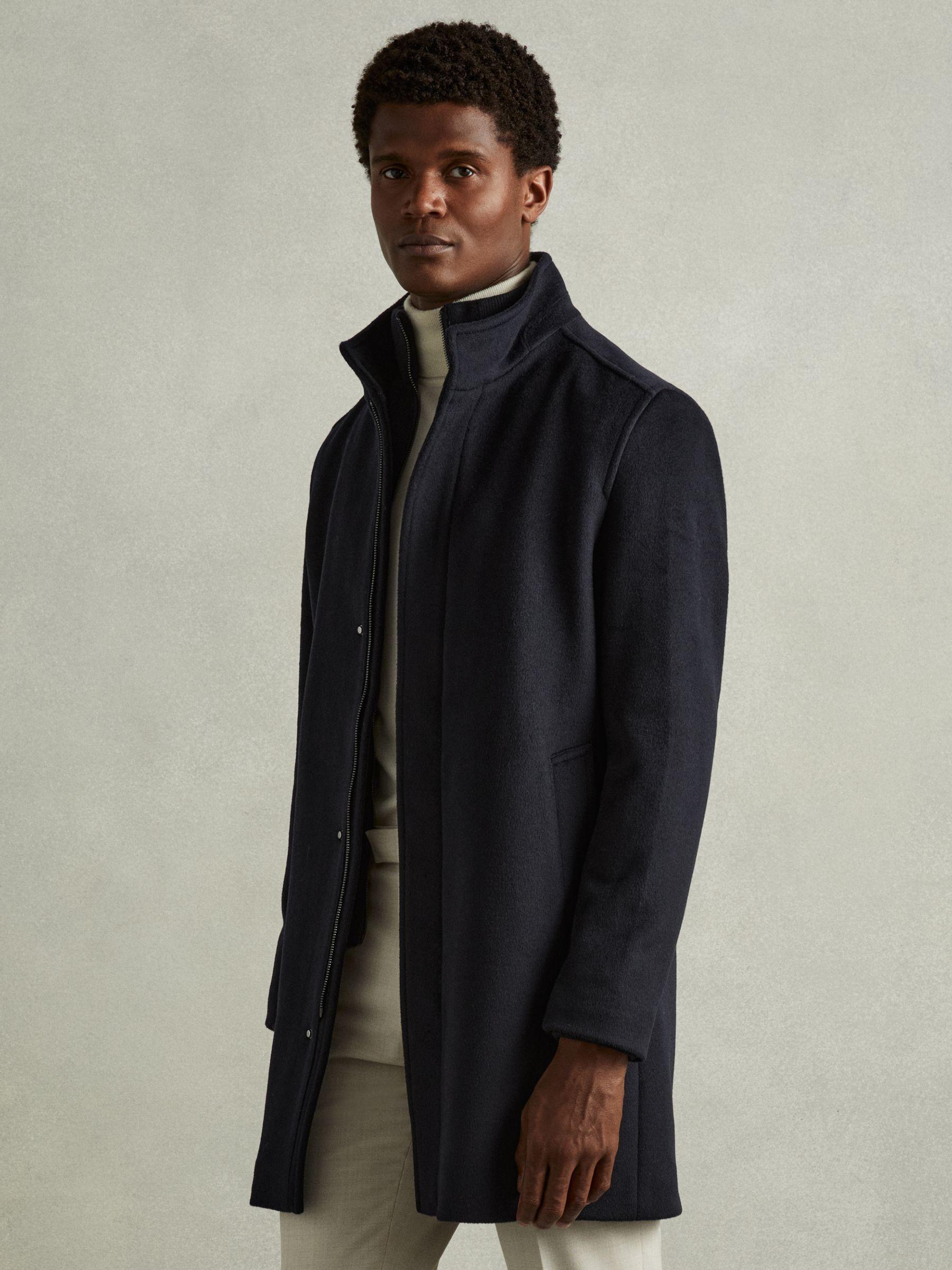 Wool-Blend Hybrid Coat in Navy Product Image