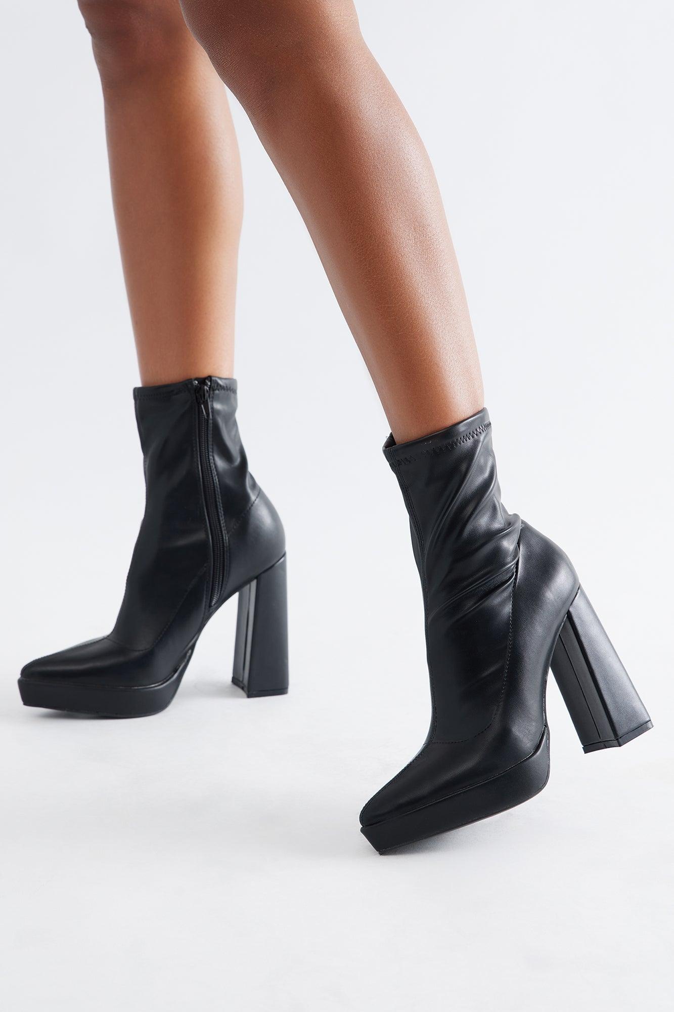 Finnegan Block Heel Booties - Black/Black Female Product Image